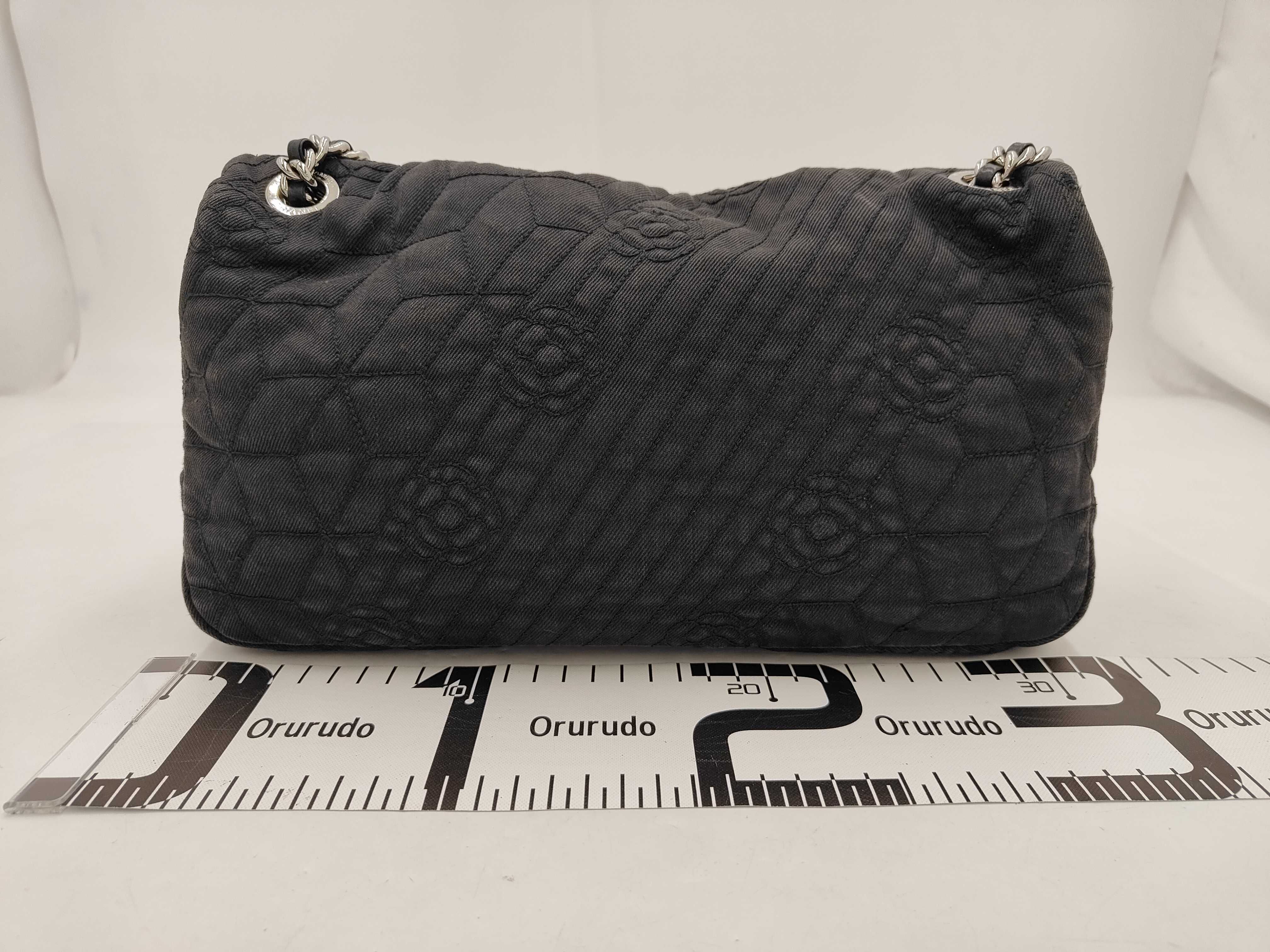 Camellia Denim Shoulder Bag (Black) — view 2