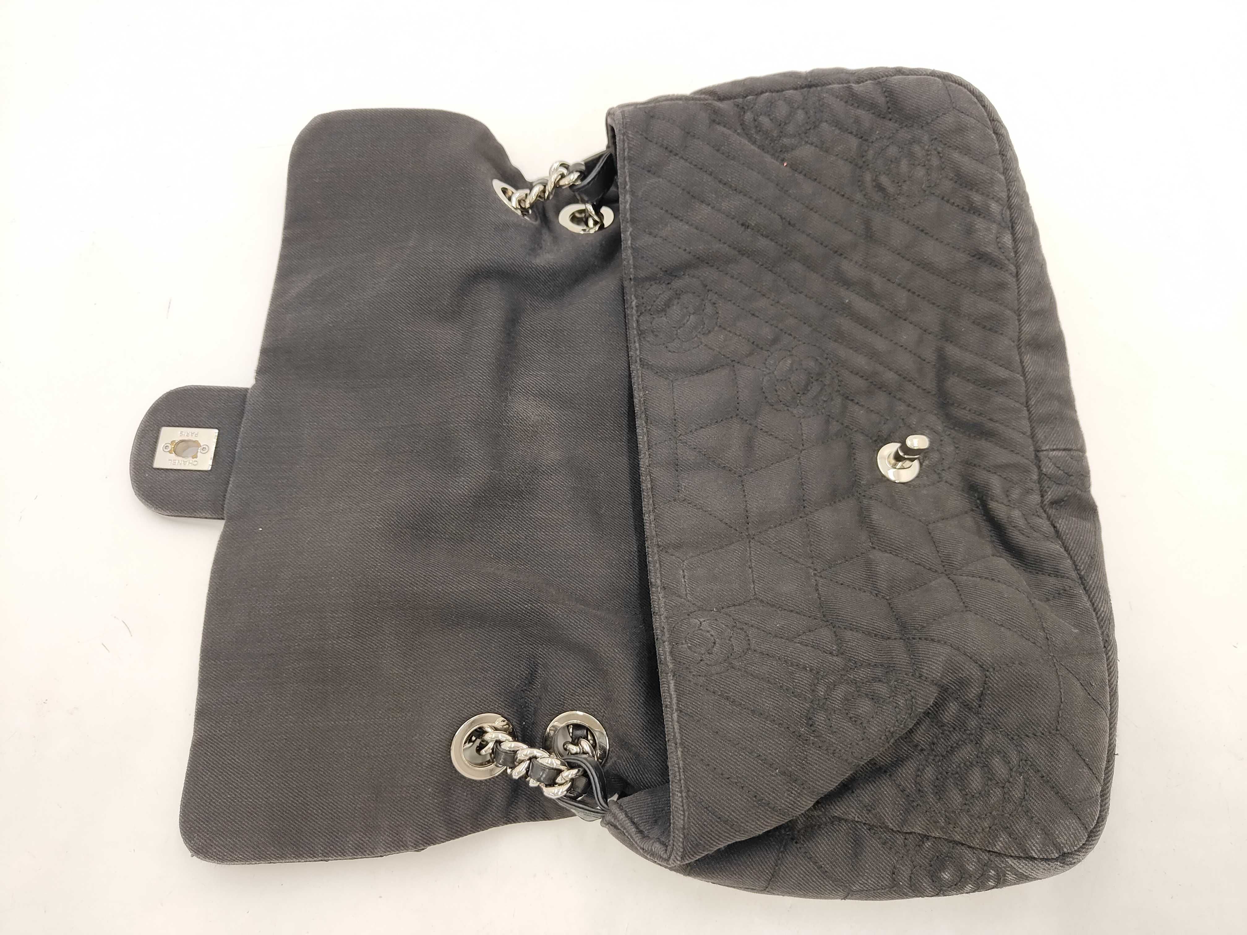 Camellia Denim Shoulder Bag (Black) — view 8