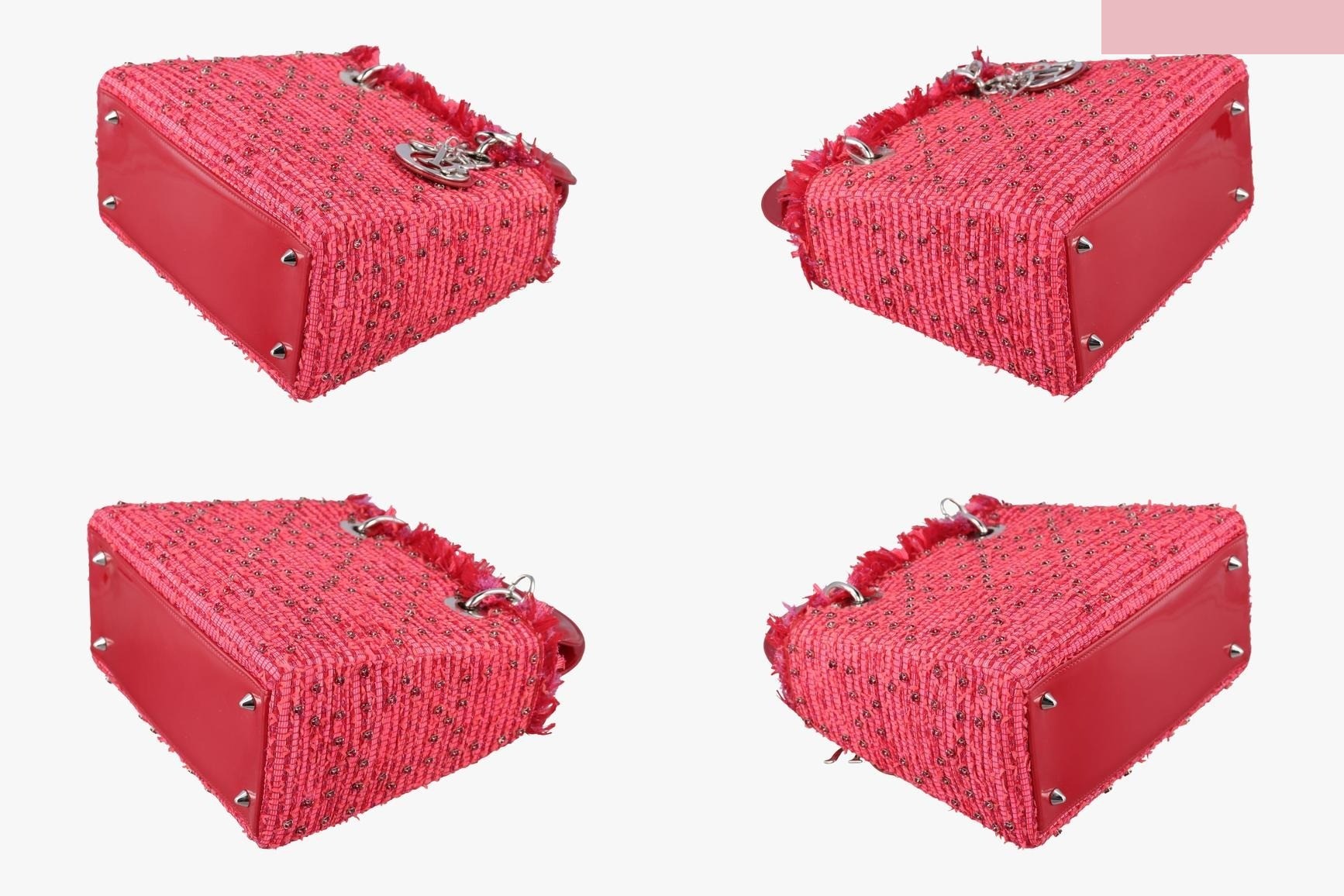Lady Dior Heart Crystal Cannage Fringe Tweed x Enamel — view 4