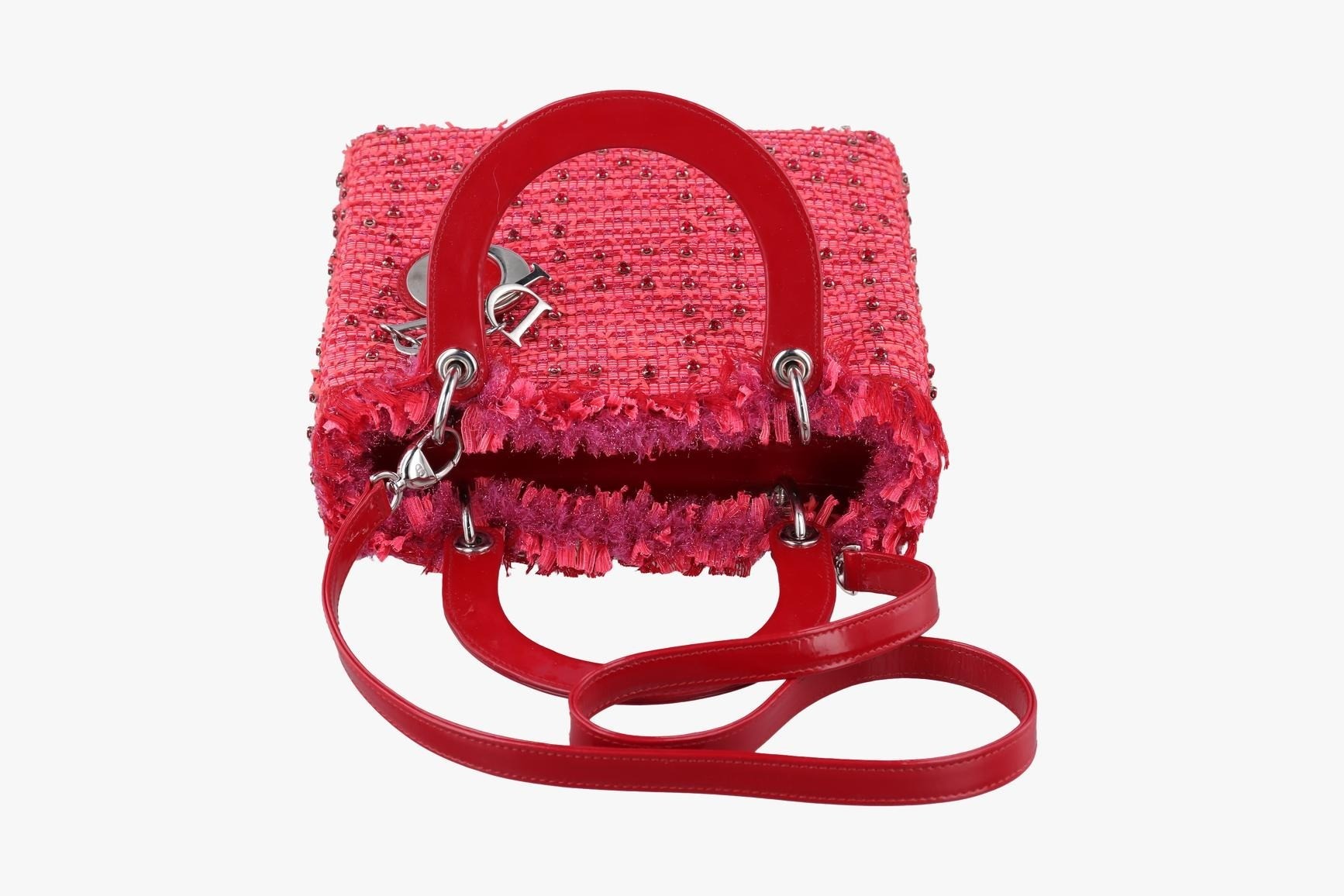 Lady Dior Heart Crystal Cannage Fringe Tweed x Enamel — view 5