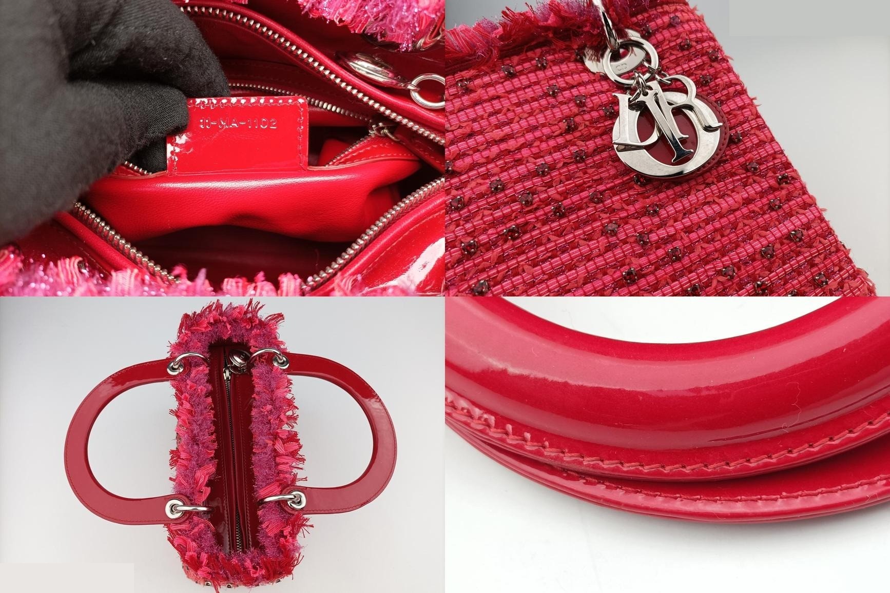 Lady Dior Heart Crystal Cannage Fringe Tweed x Enamel — view 8