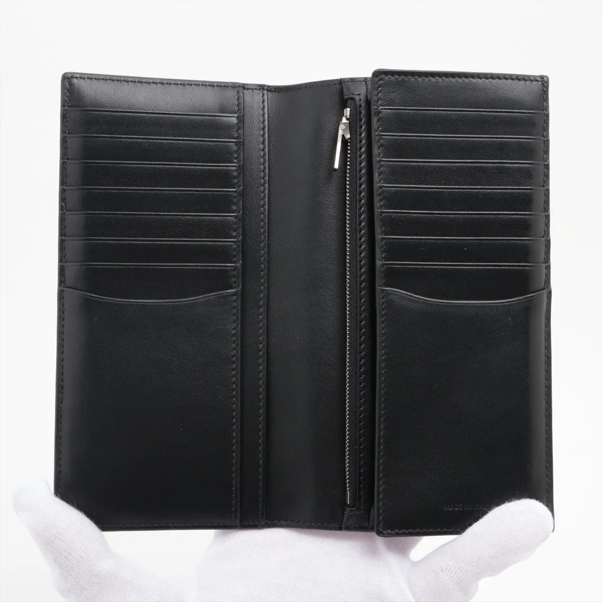 Vertical Wallet Leather Long Wallet Black — view 3