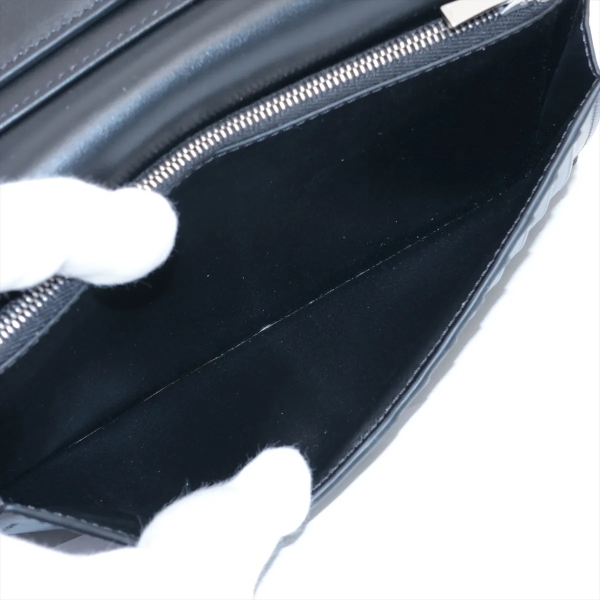 Vertical Wallet Leather Long Wallet Black — view 4
