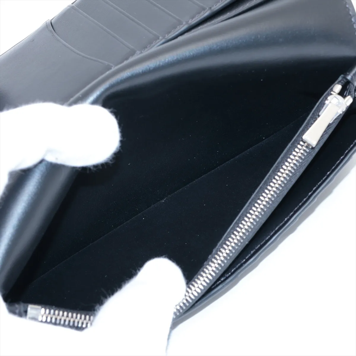 Vertical Wallet Leather Long Wallet Black — view 5