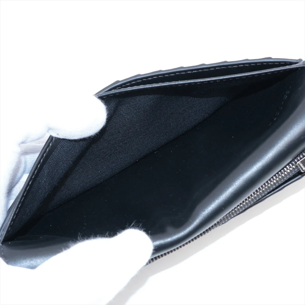 Vertical Wallet Leather Long Wallet Black — view 6