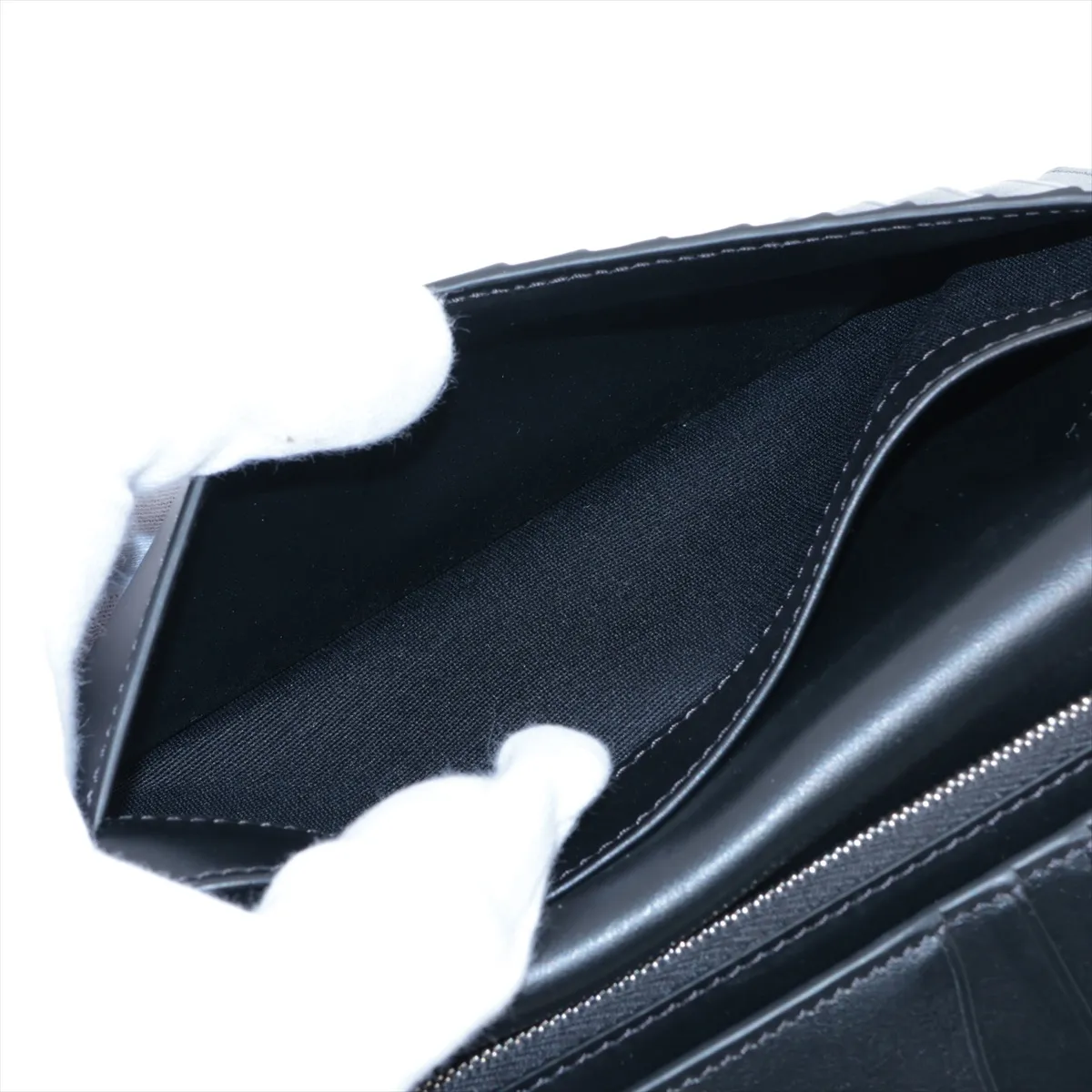 Vertical Wallet Leather Long Wallet Black — view 7