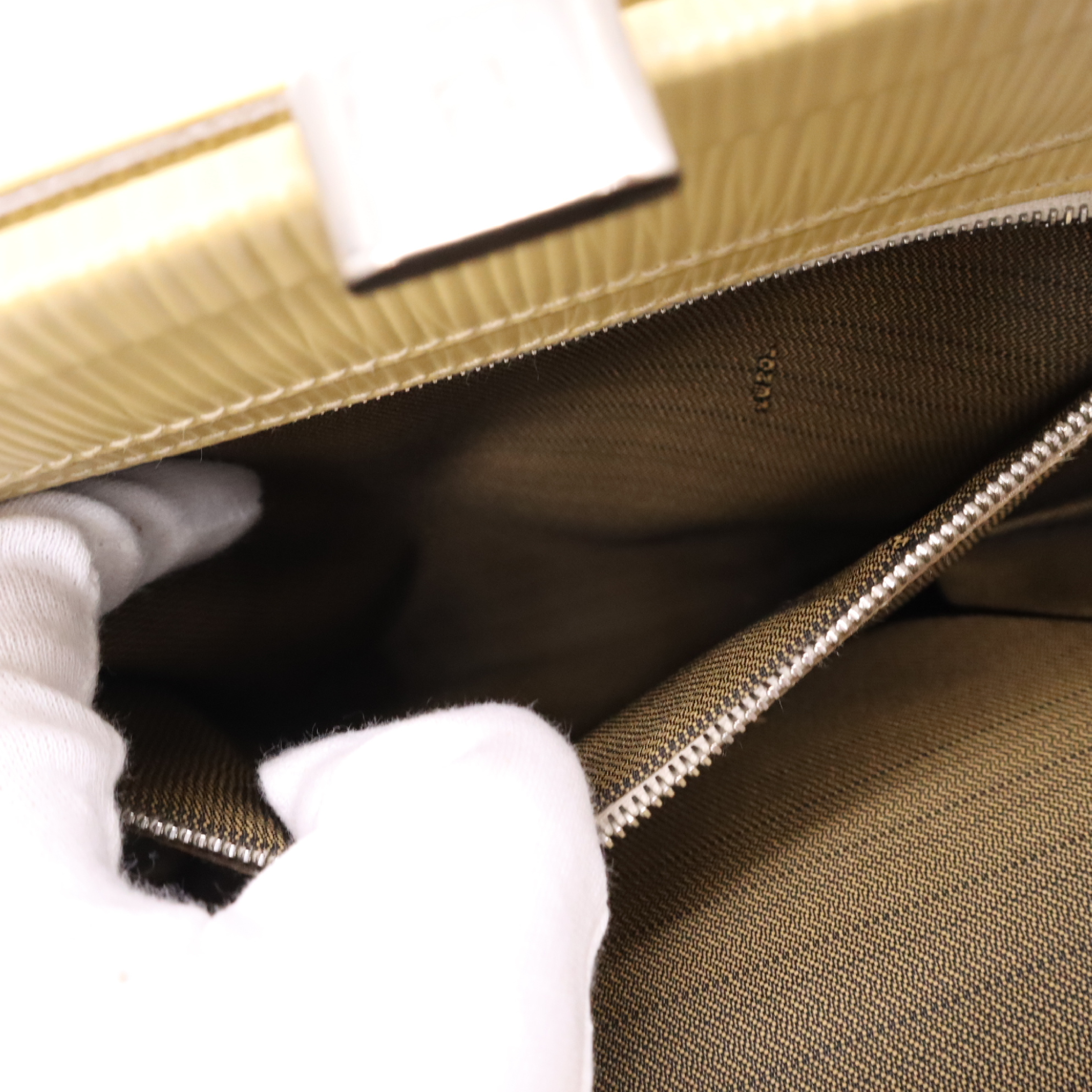 Leather Embossed Logo Yellow Handbag — view 12