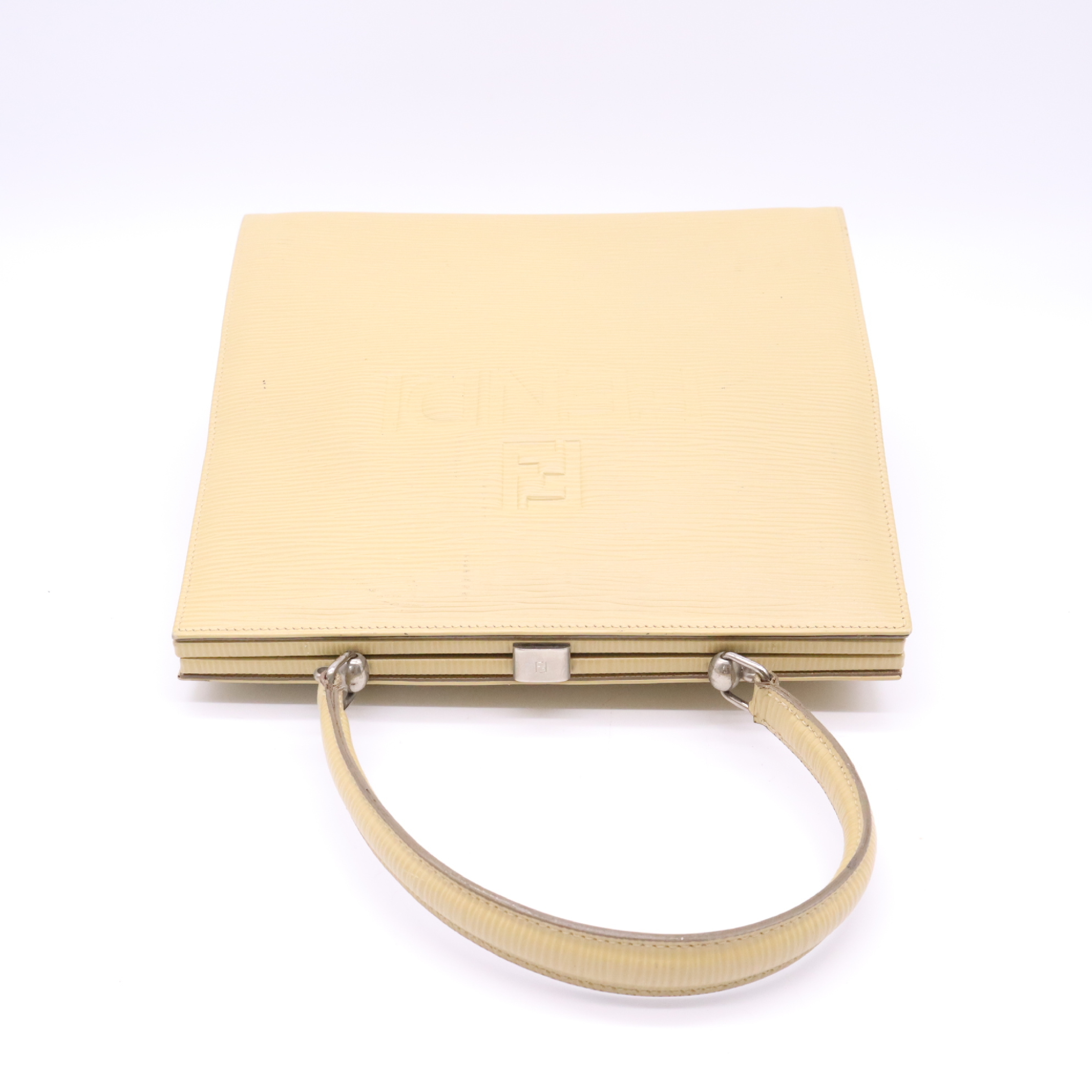 Leather Embossed Logo Yellow Handbag — view 6