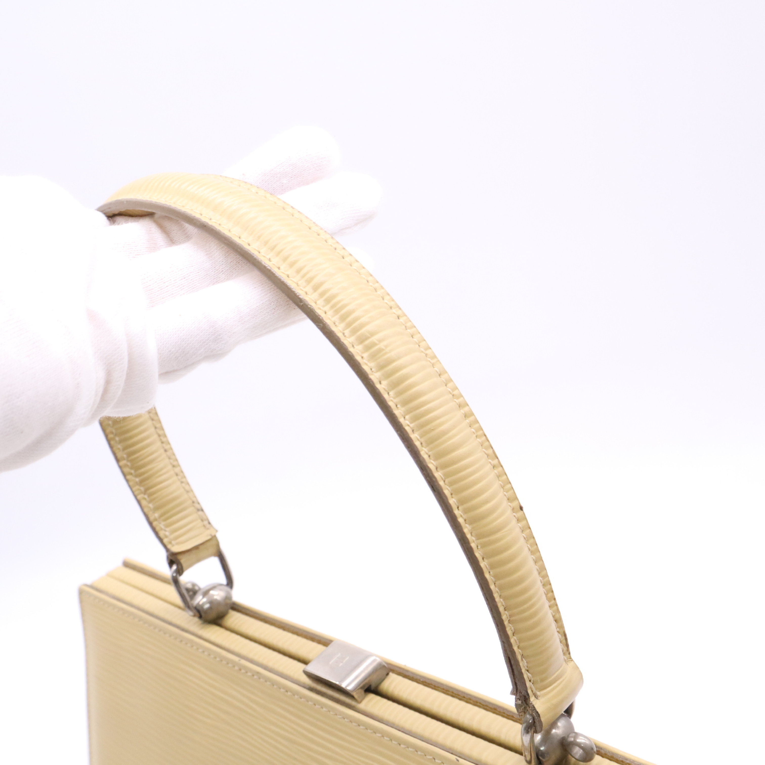Leather Embossed Logo Yellow Handbag — view 7