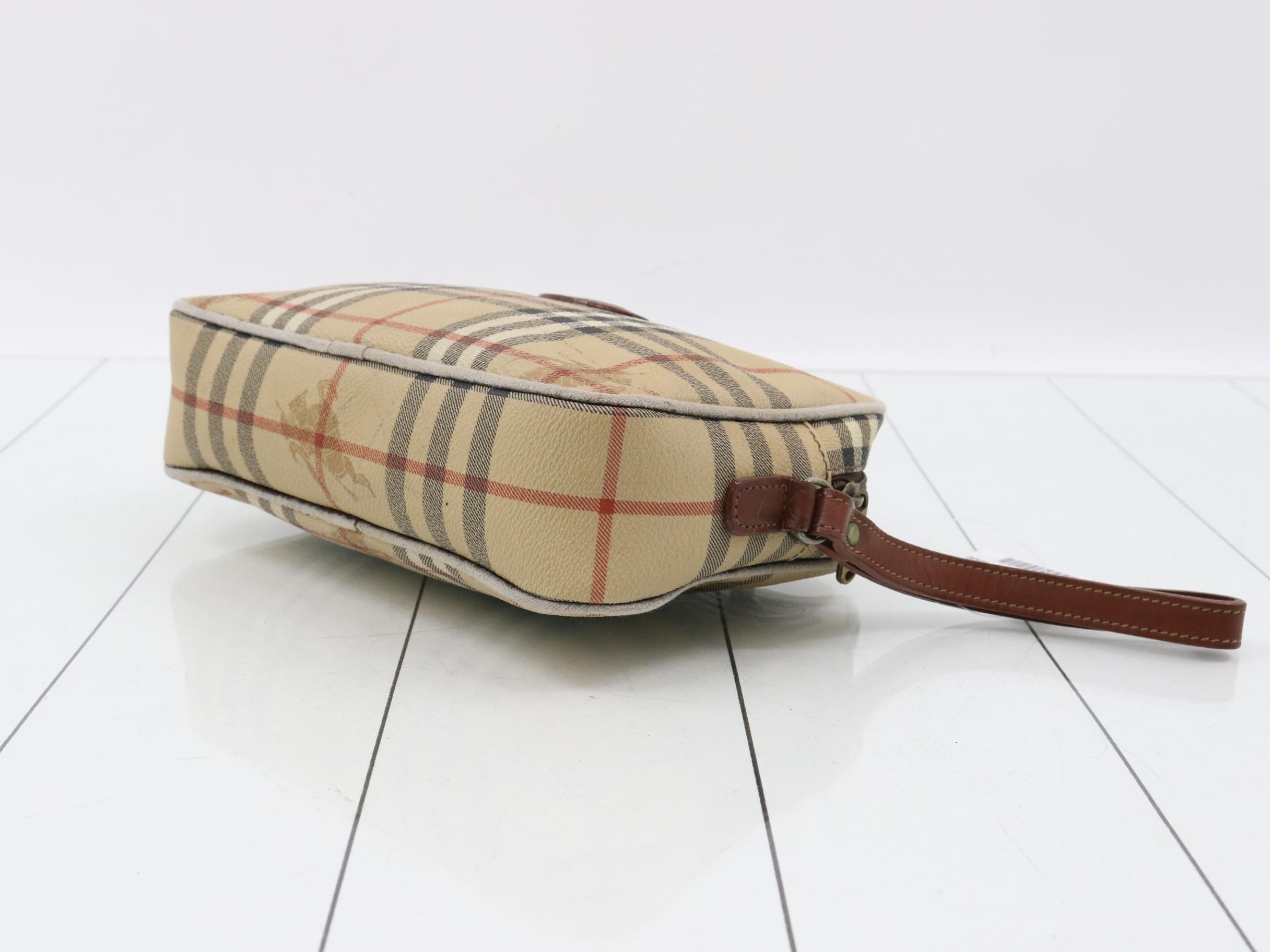 Nova Check Second Bag Clutch Pouch Horse Logo Brown — view 6