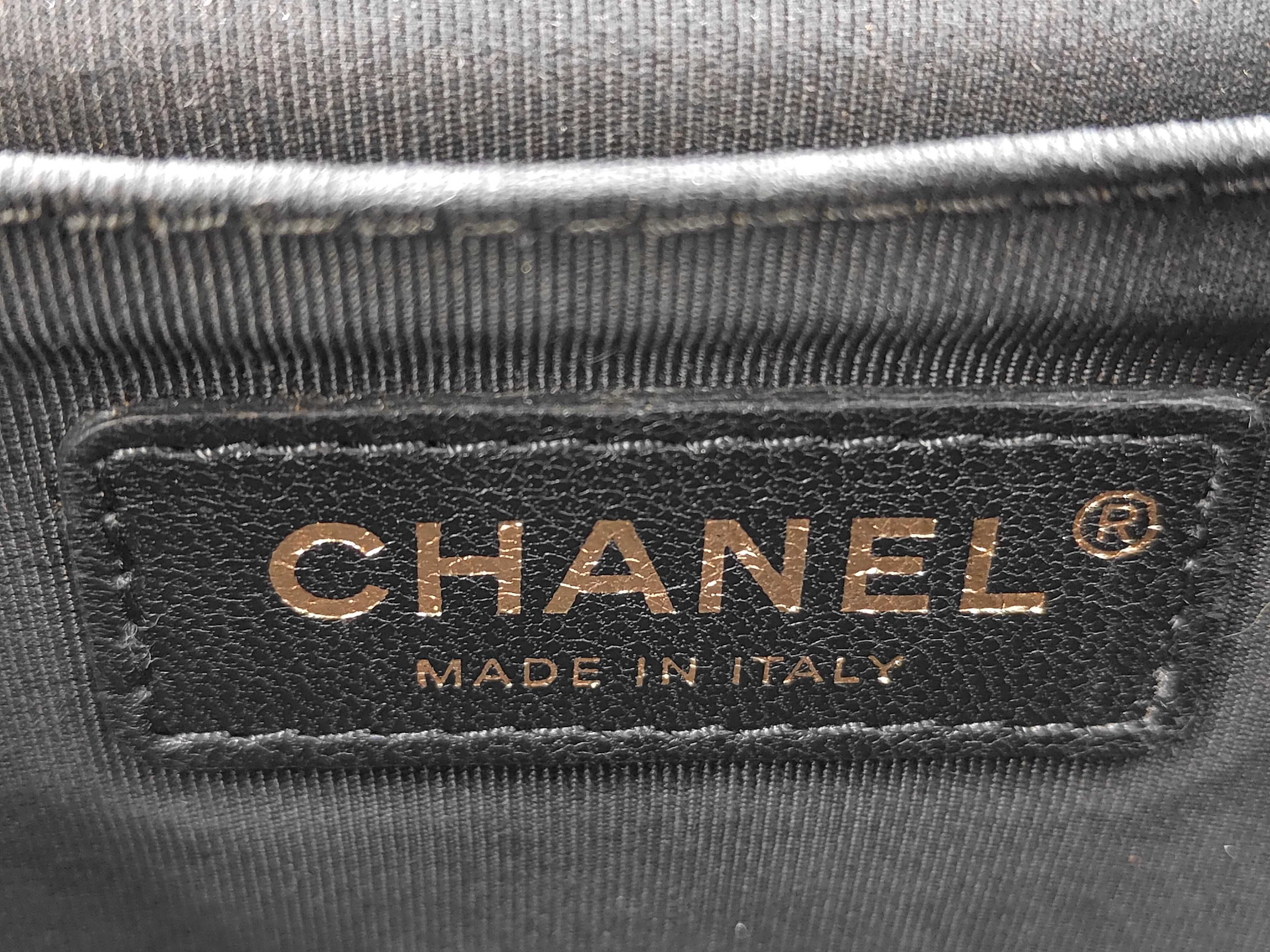 Boy Chanel 25 Caviar Skin V-Stitch Chevron Gold Hardware Chain Shoulder Bag, Serial Number 24, Black — view 12
