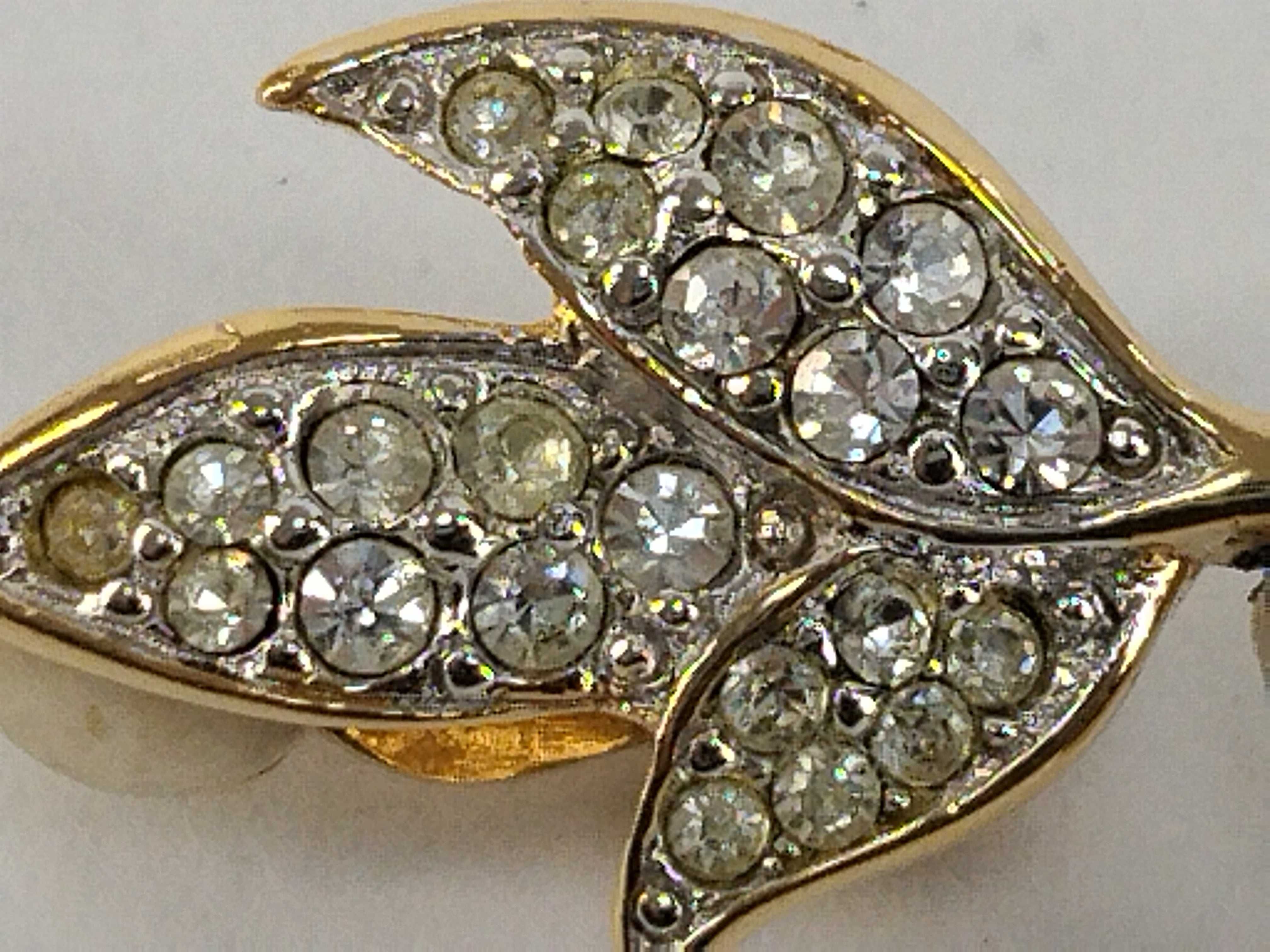 Hoop Leaf Rhinestone Gold Earrings — view 9