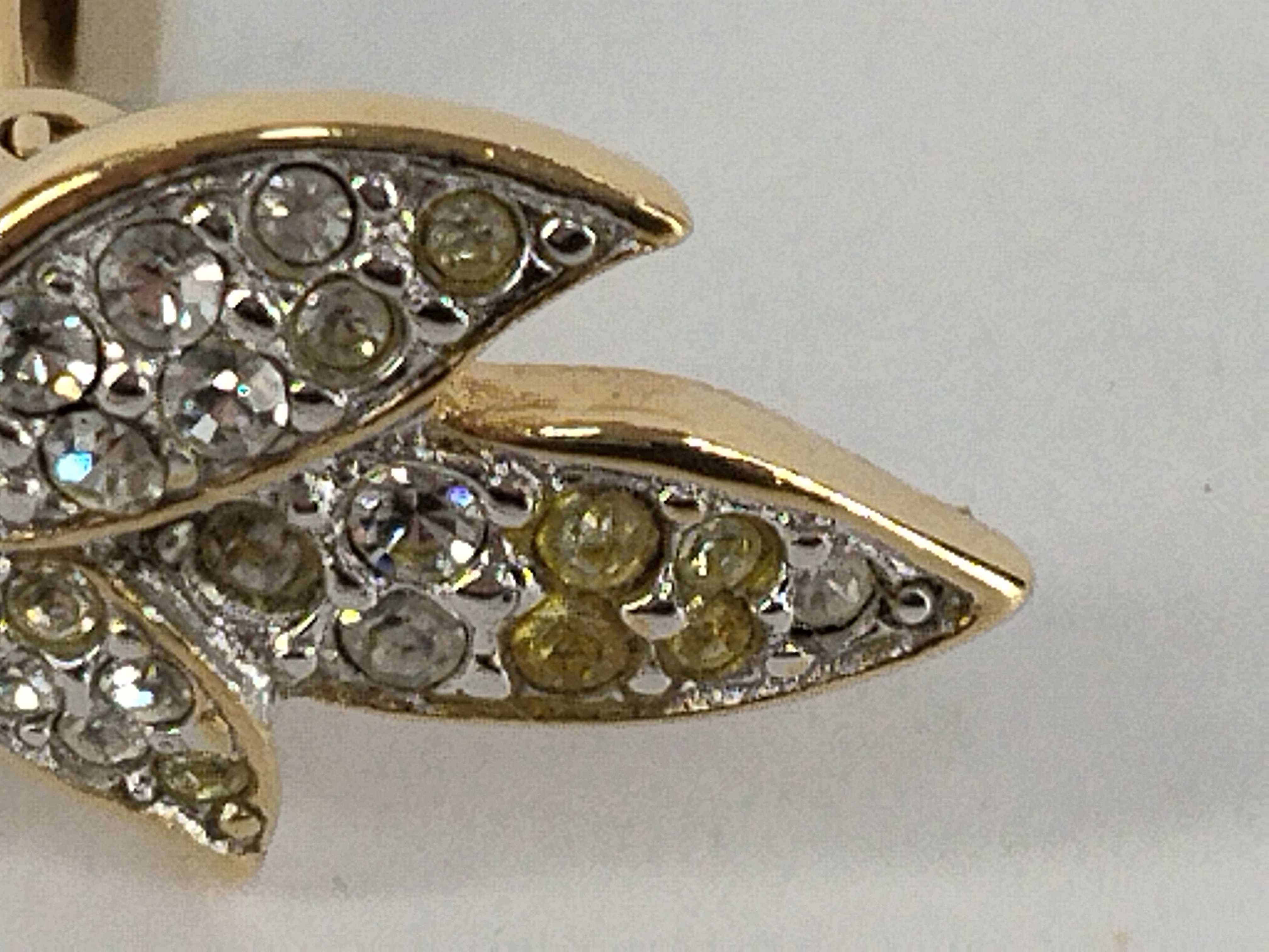 Hoop Leaf Rhinestone Gold Earrings — view 10