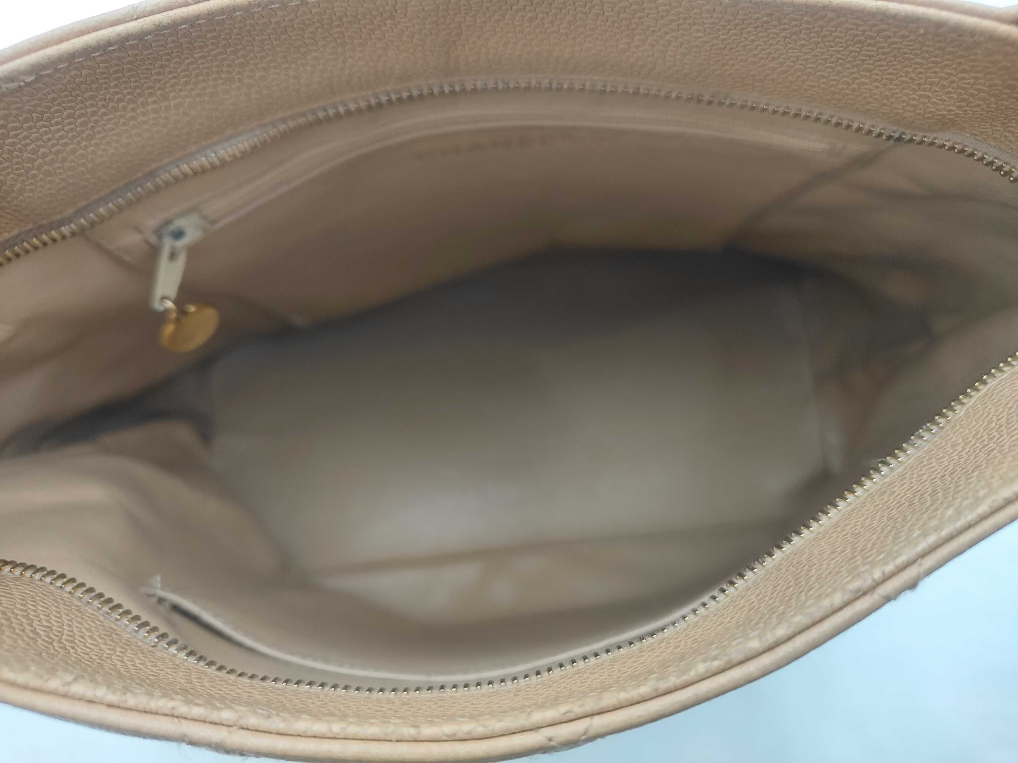 Coco Reissue Tote Bag, Caviar Leather, Beige — view 8