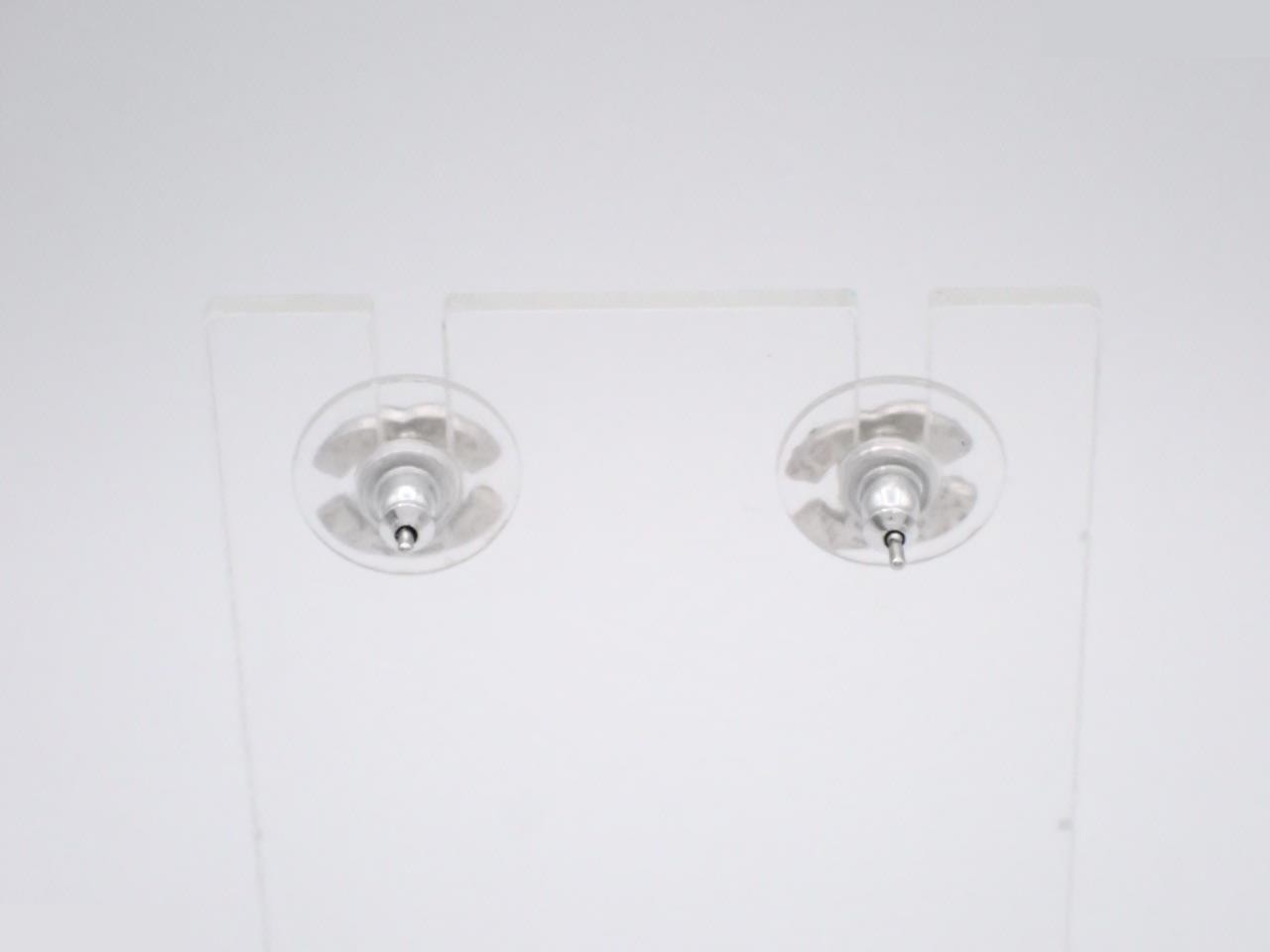 earrings 04A rhinestone here mark silver width 1cm — view 2
