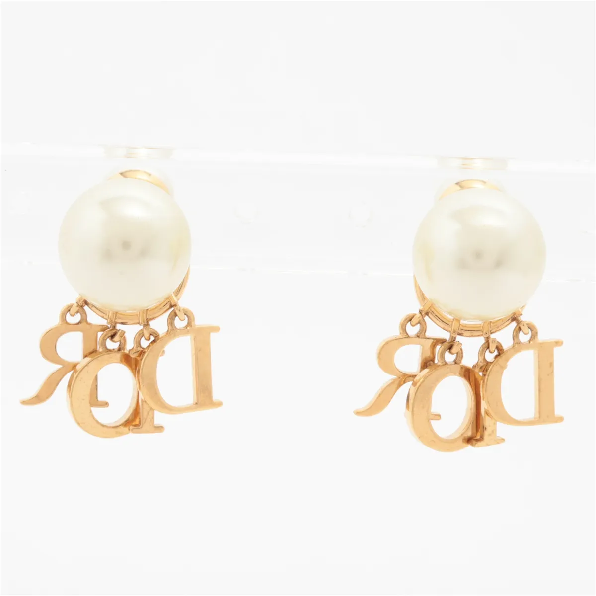 Tribales earrings (for both ears) GP x rhinestone x faux pearl Gold. — view 2