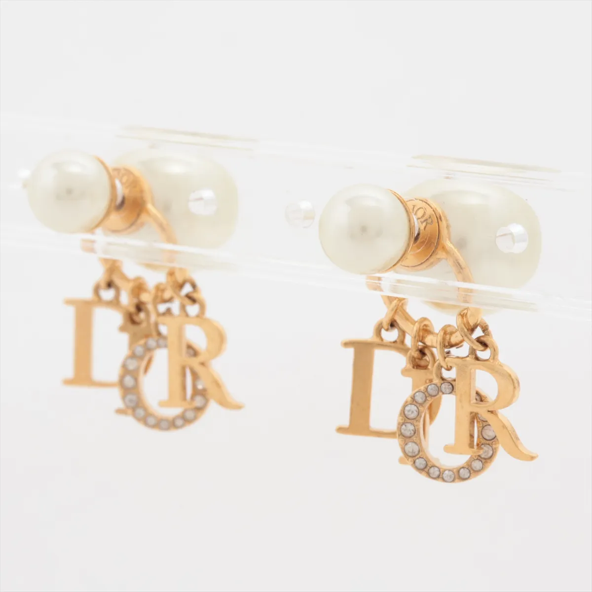 Tribales earrings (for both ears) GP x rhinestone x faux pearl Gold. — view 3