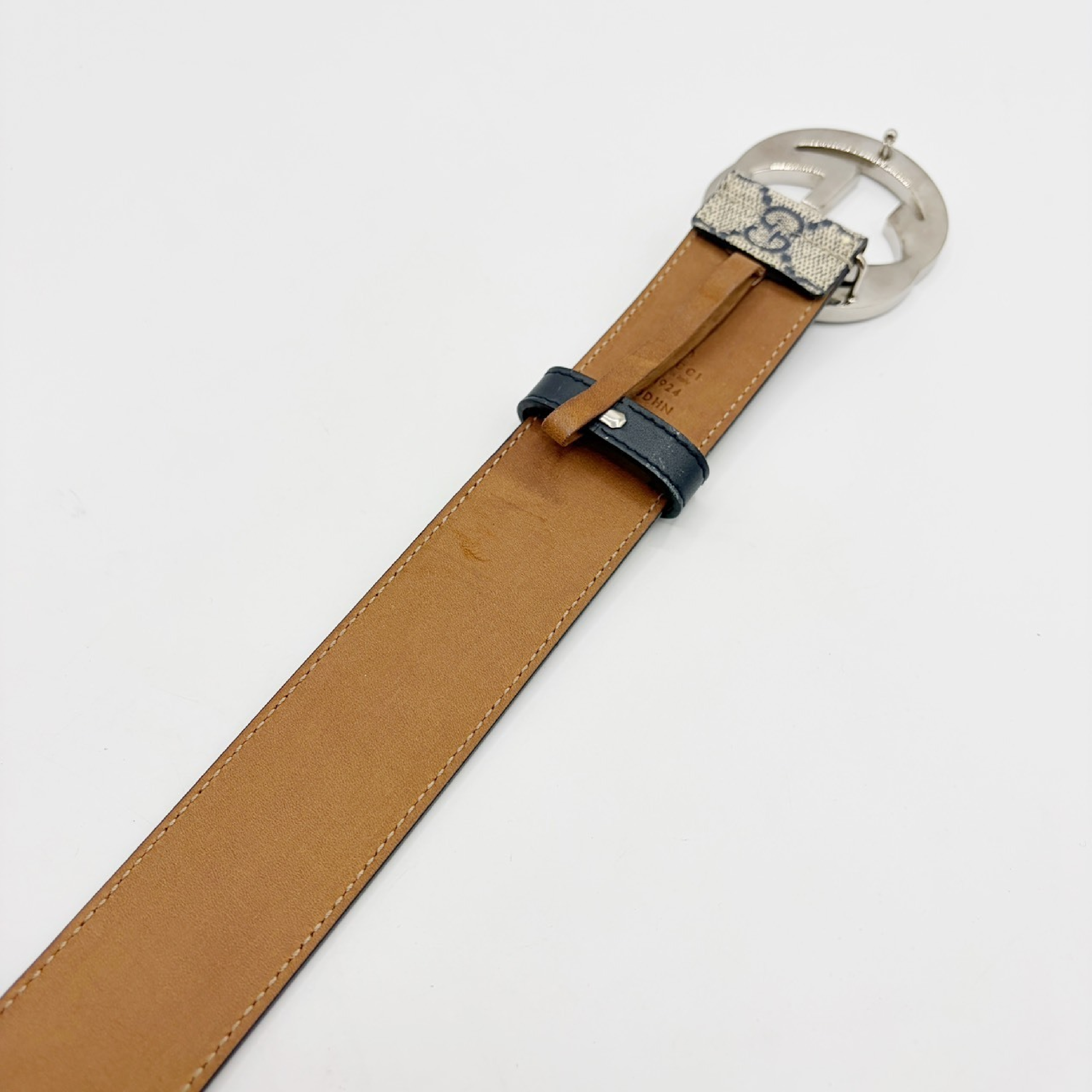 GG Supreme Interlocking G Belt, Navy — view 4