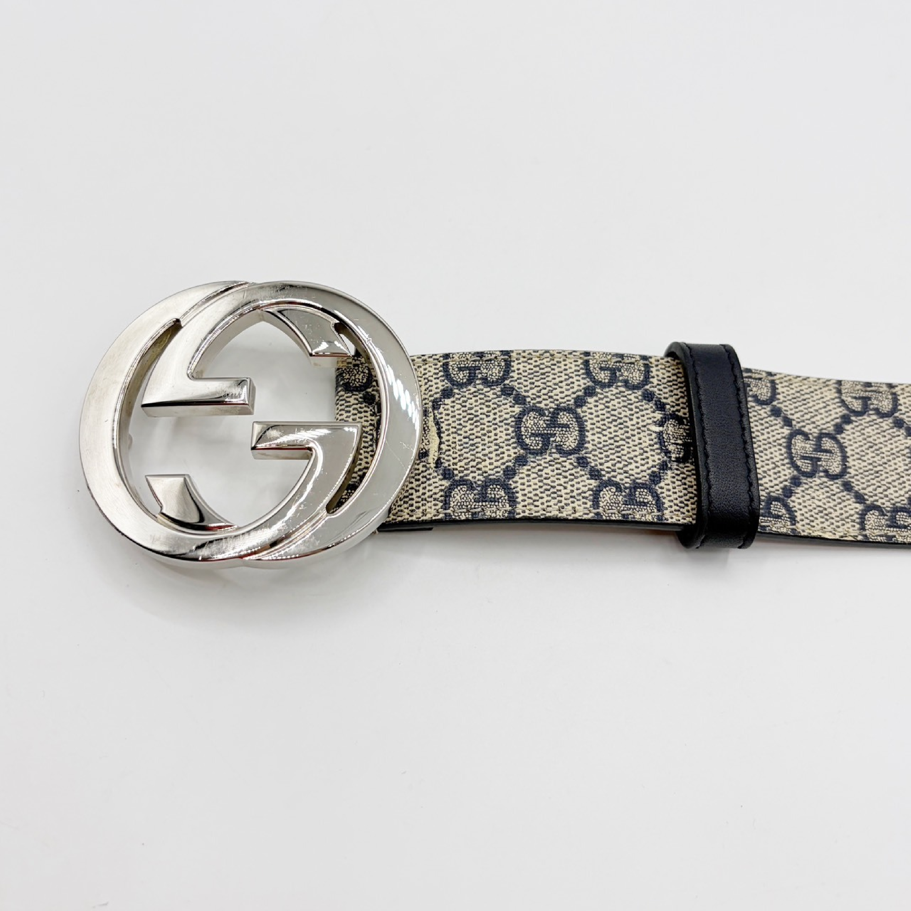 GG Supreme Interlocking G Belt, Navy — view 8