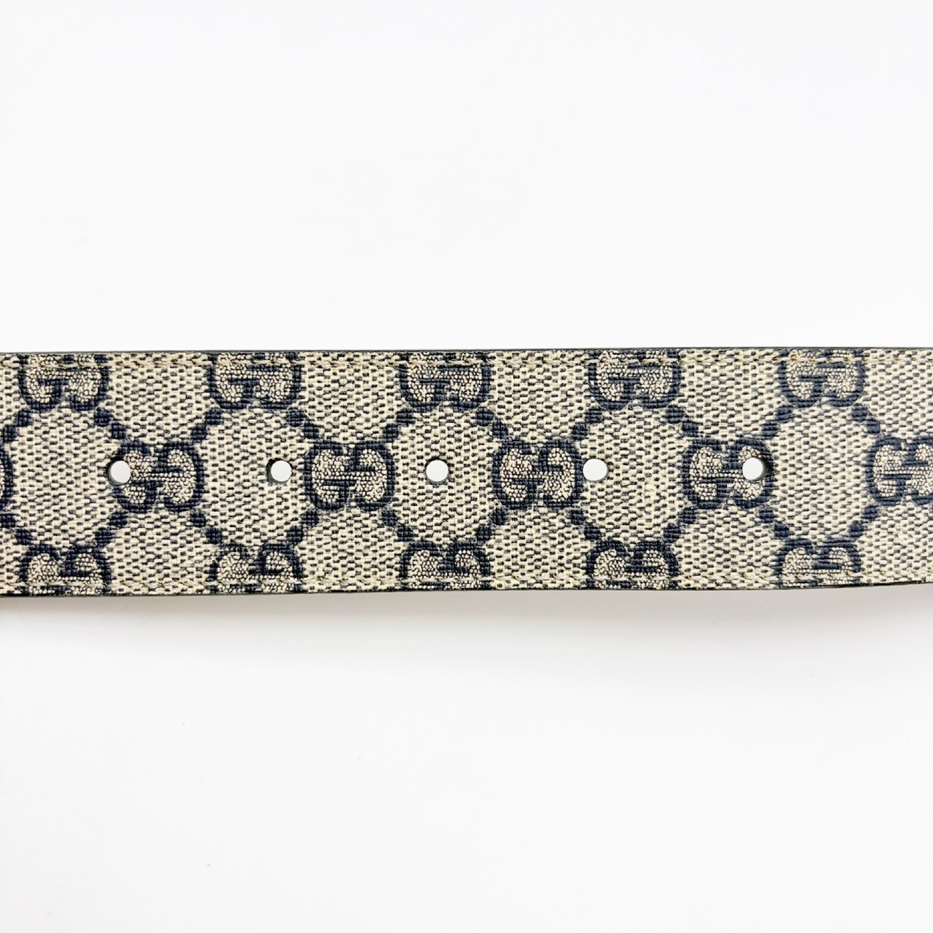 GG Supreme Interlocking G Belt, Navy — view 9
