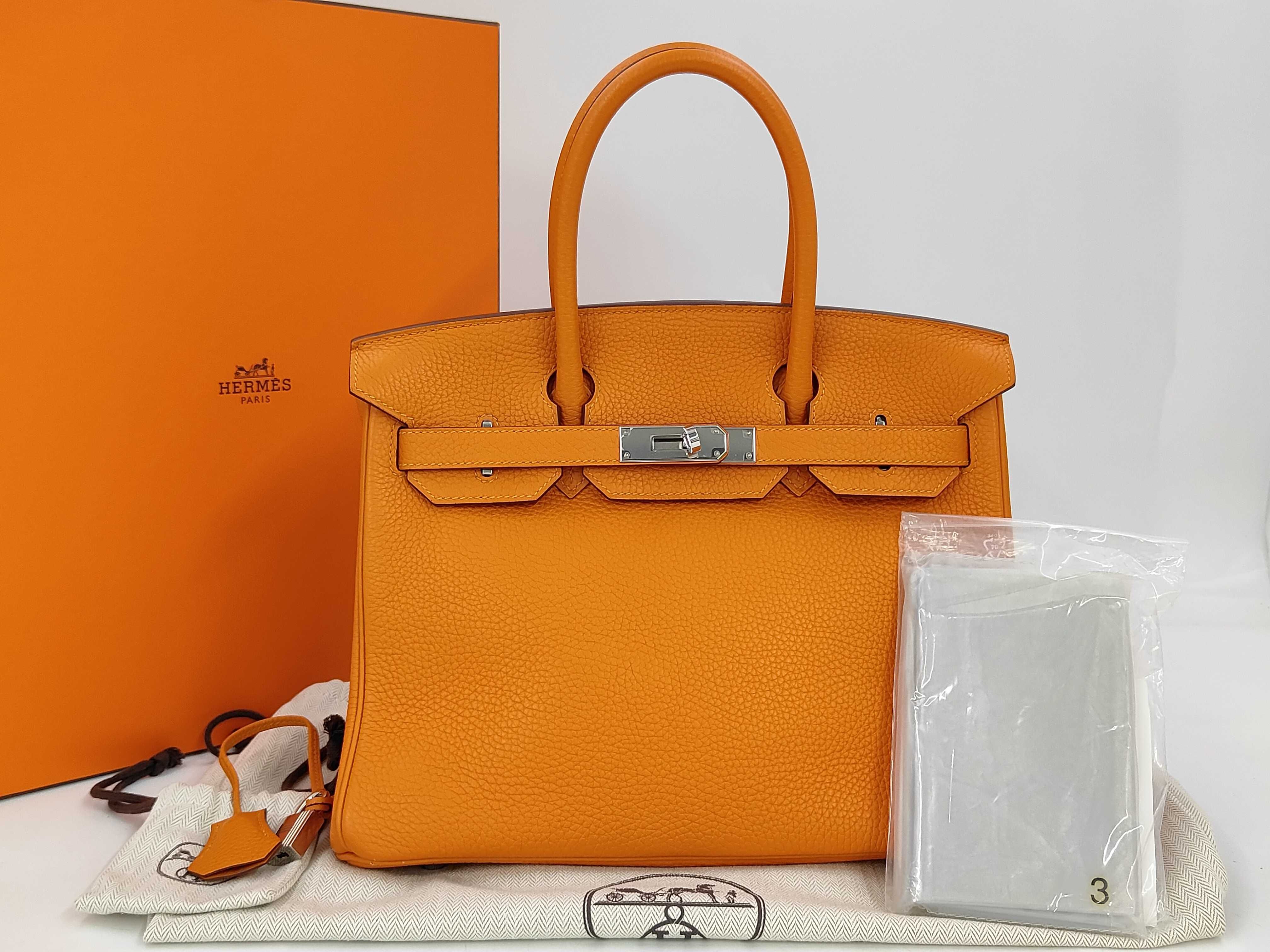 Birkin 30 Apricot Taurillon Clemence Leather Silver Hardware C Stamp Handbag