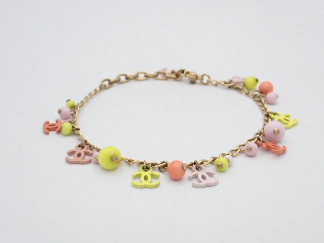 Pastel Coco Mark Charm Bracelet, Total Length: Approx. 24cm