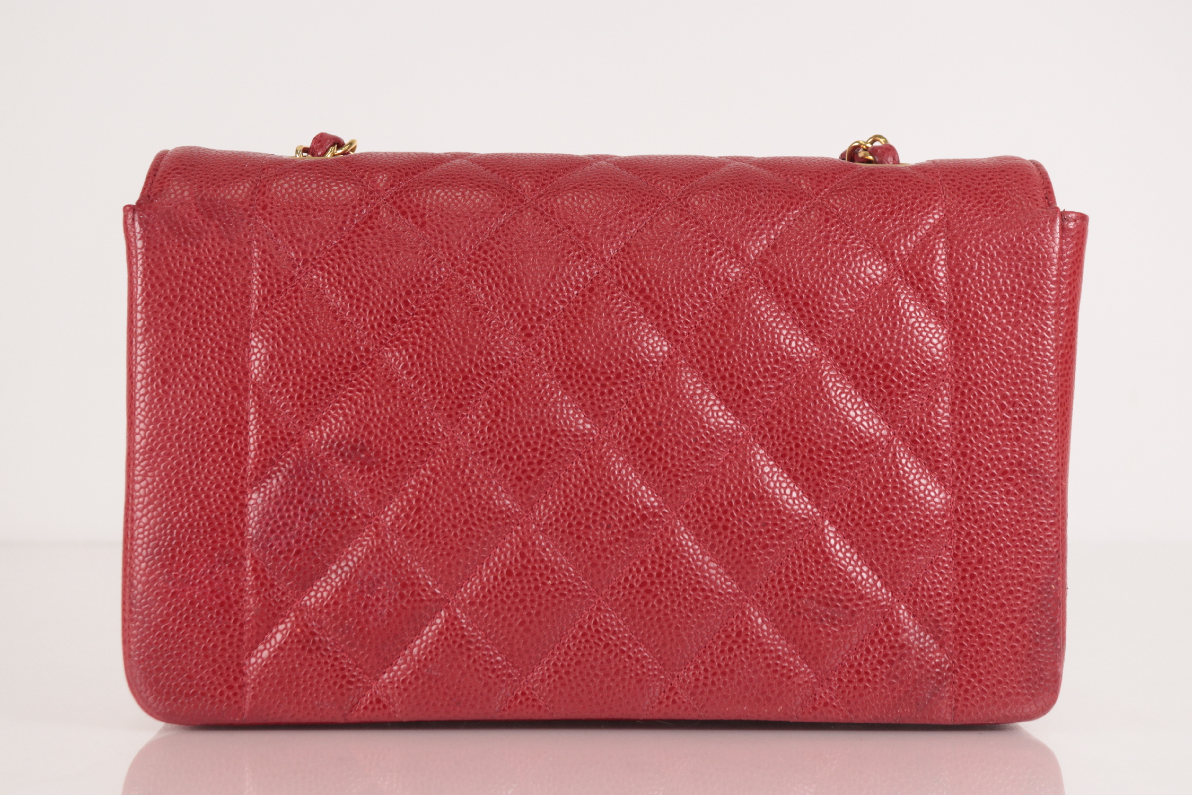 Diana 25 Caviar Chain Shoulder Bag, Red, Series 3 — view 3