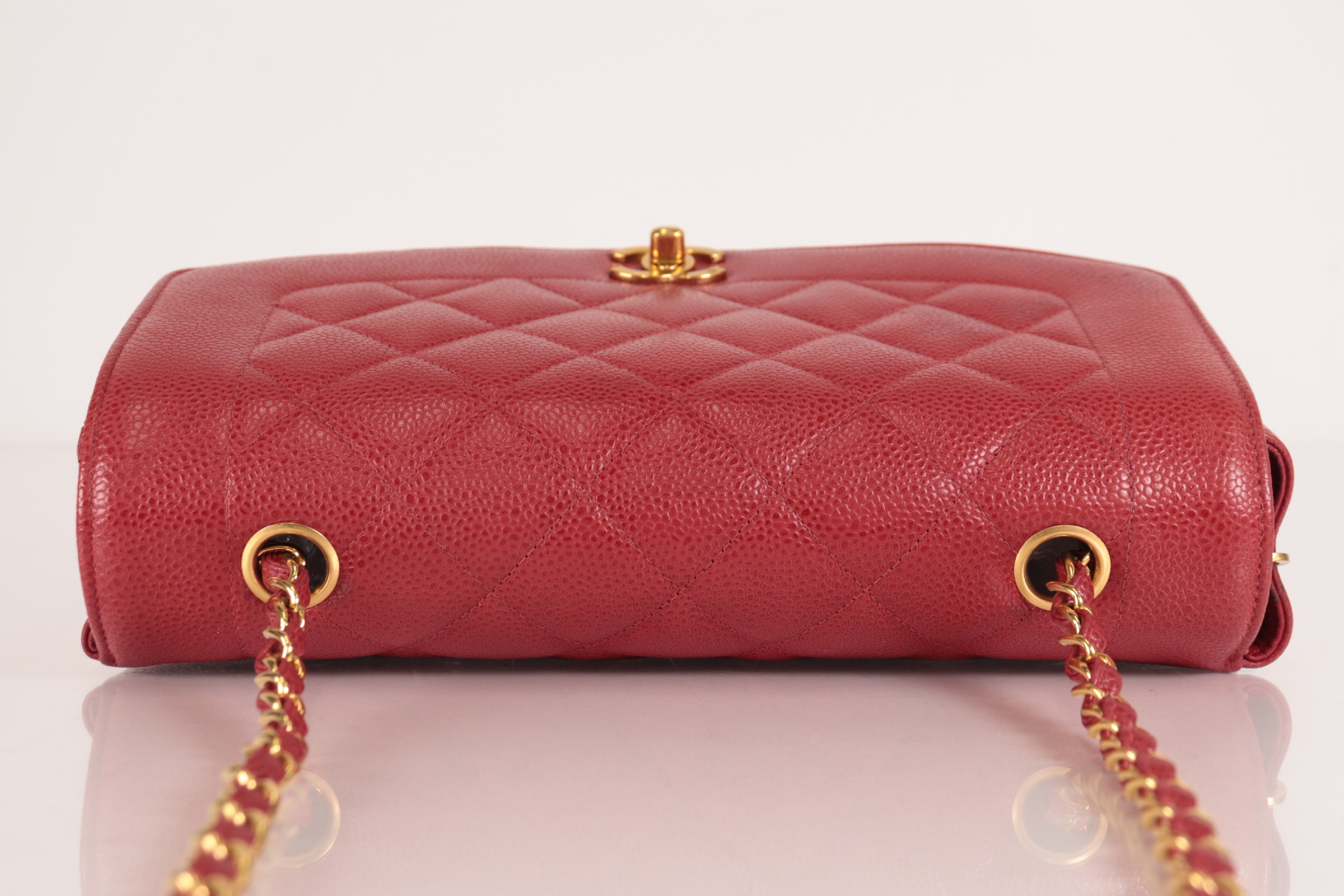 Diana 25 Caviar Chain Shoulder Bag, Red, Series 3 — view 6