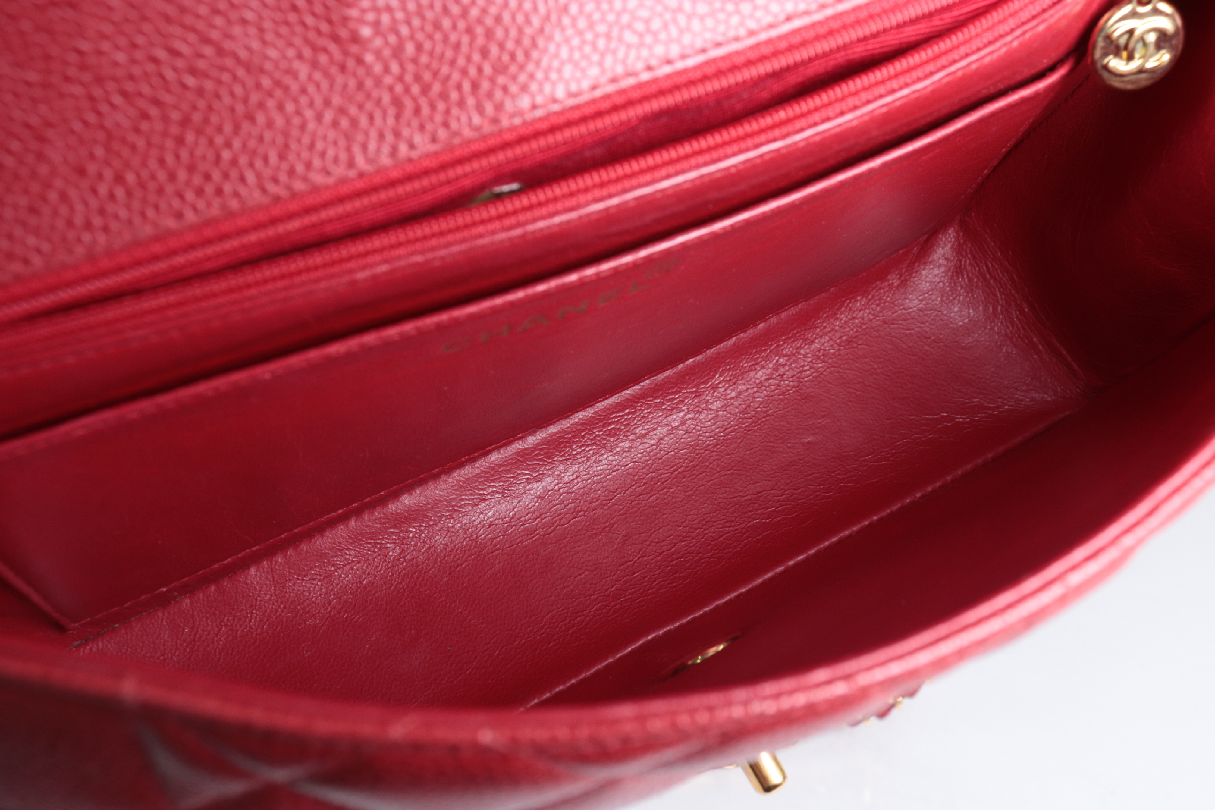 Diana 25 Caviar Chain Shoulder Bag, Red, Series 3 — view 9