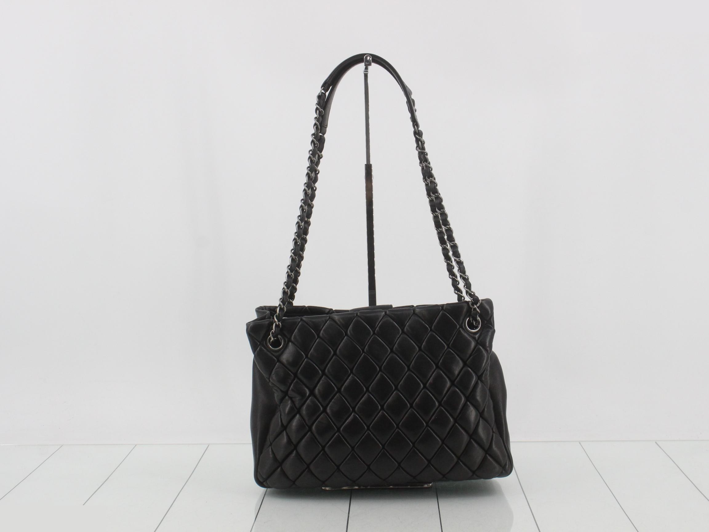 Leather chain shoulder tote — view 2