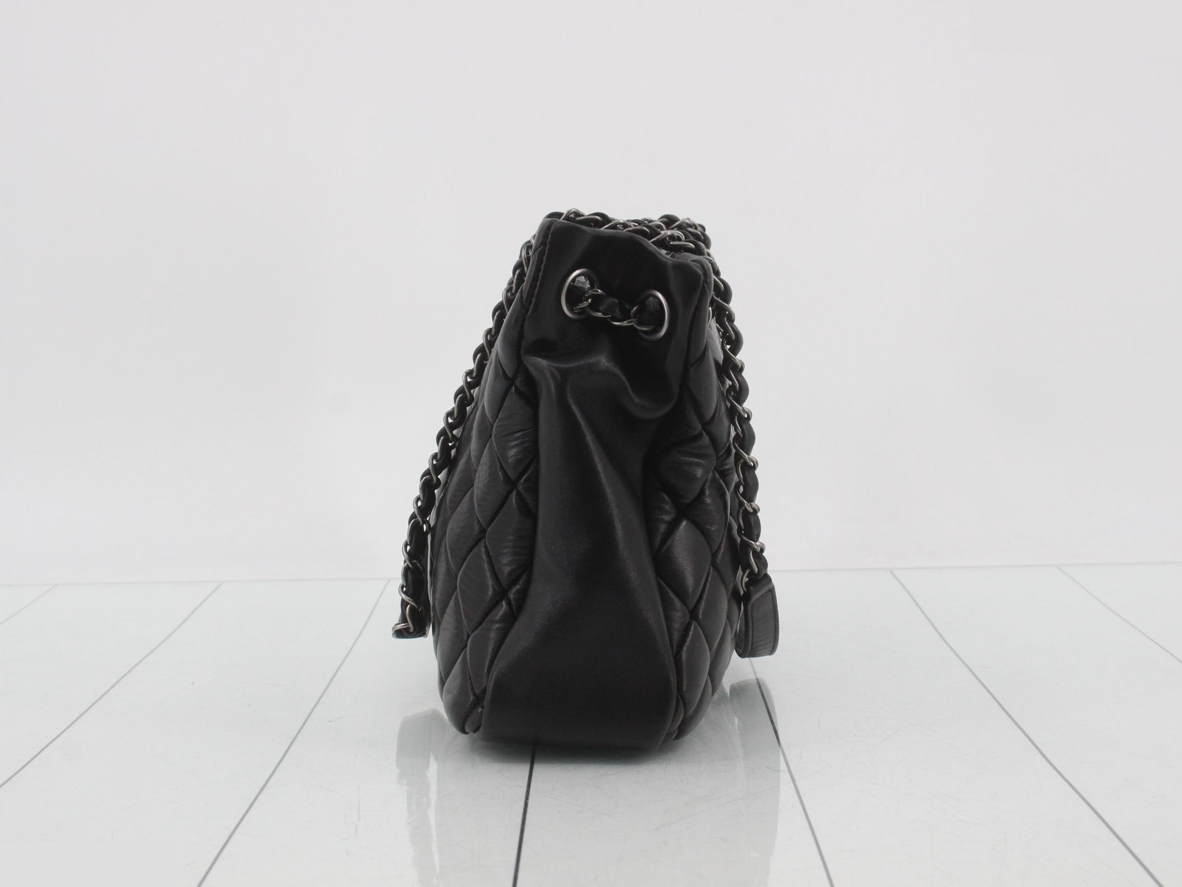 Leather chain shoulder tote — view 3