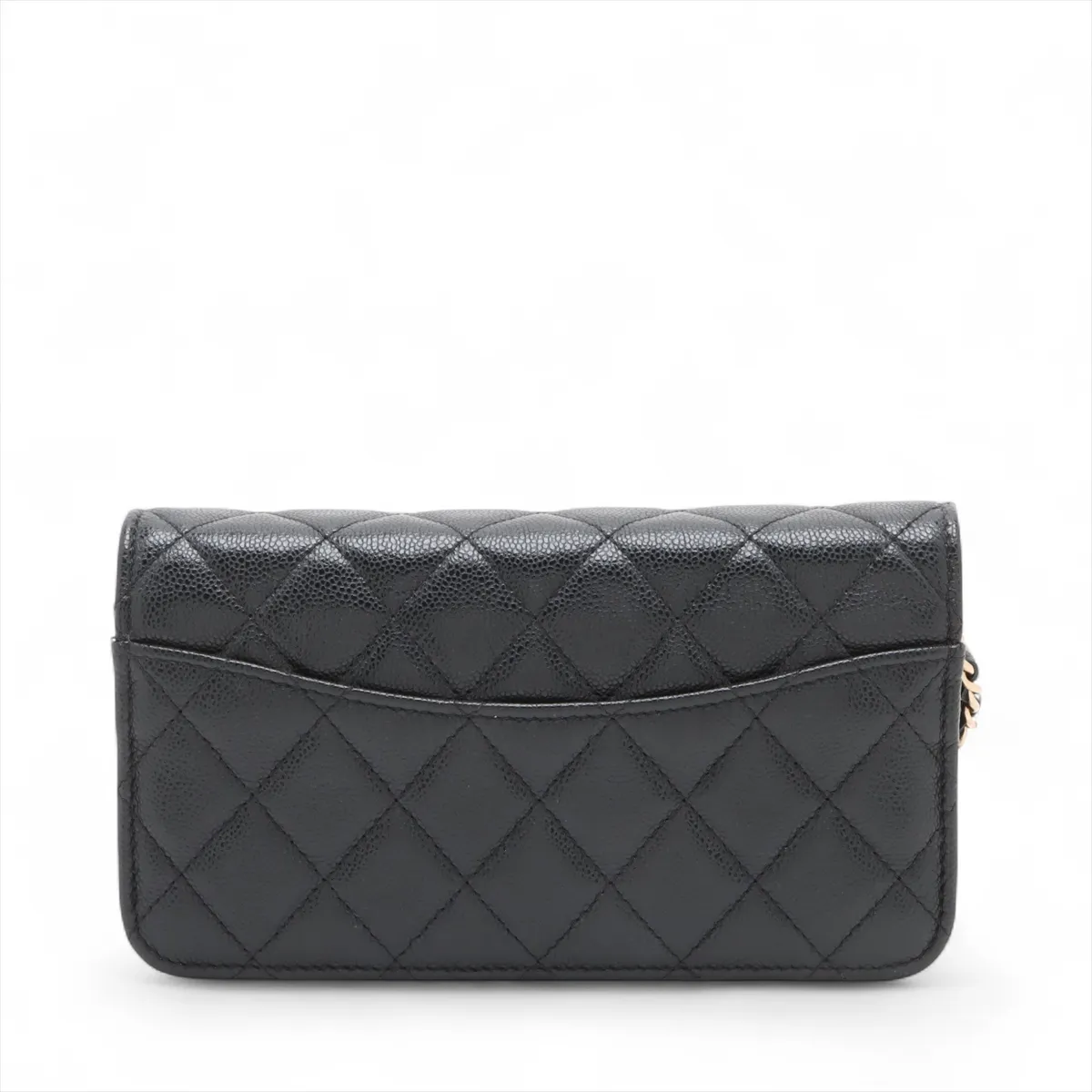Matelasse Caviar Skin Chain Shoulder Bag Black Gold Hardware KEEPEUG8 Random Serial — view 2
