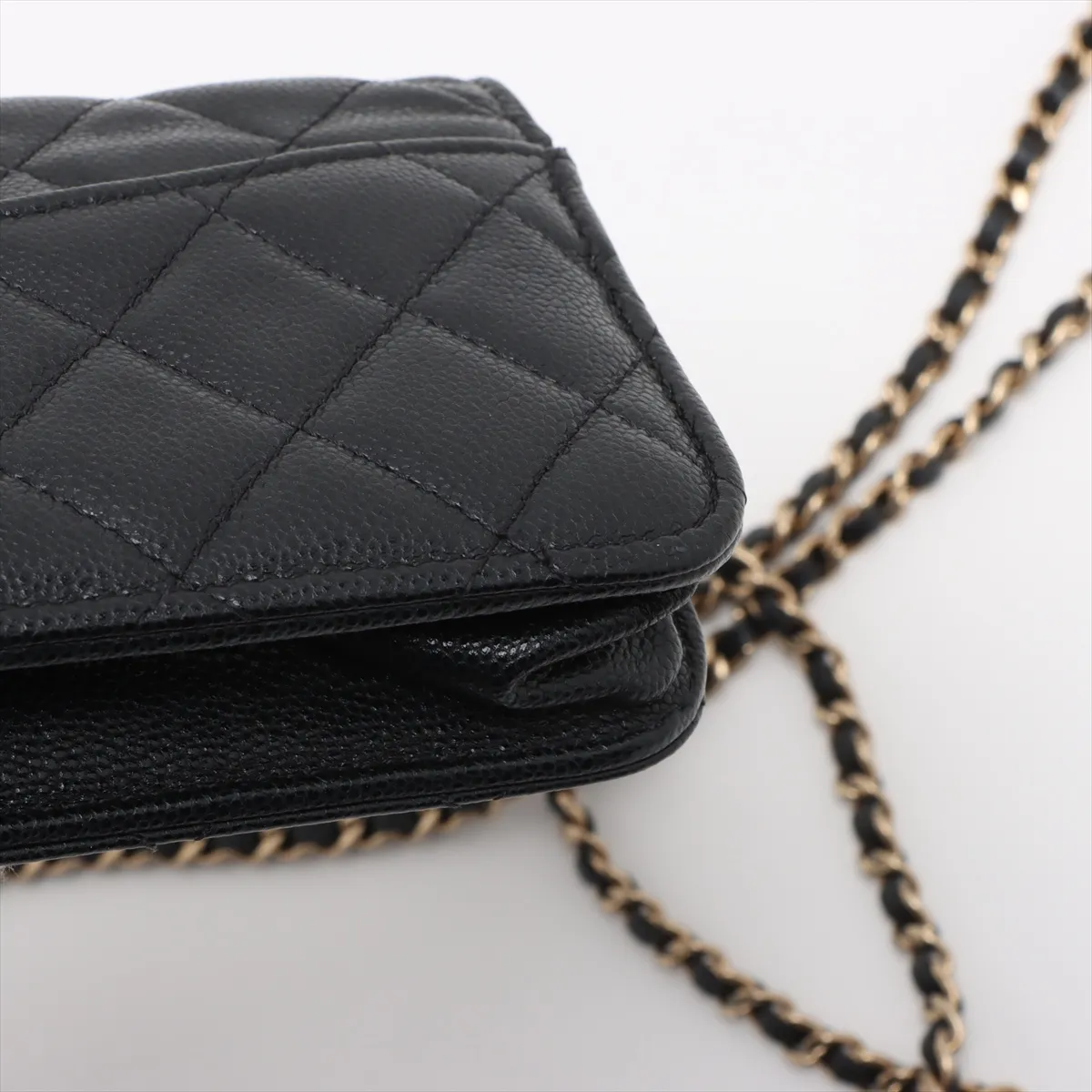 Matelasse Caviar Skin Chain Shoulder Bag Black Gold Hardware KEEPEUG8 Random Serial — view 13