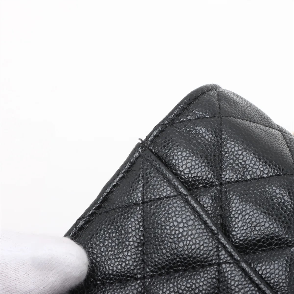 Matelasse Caviar Skin Chain Shoulder Bag Black Gold Hardware KEEPEUG8 Random Serial — view 14