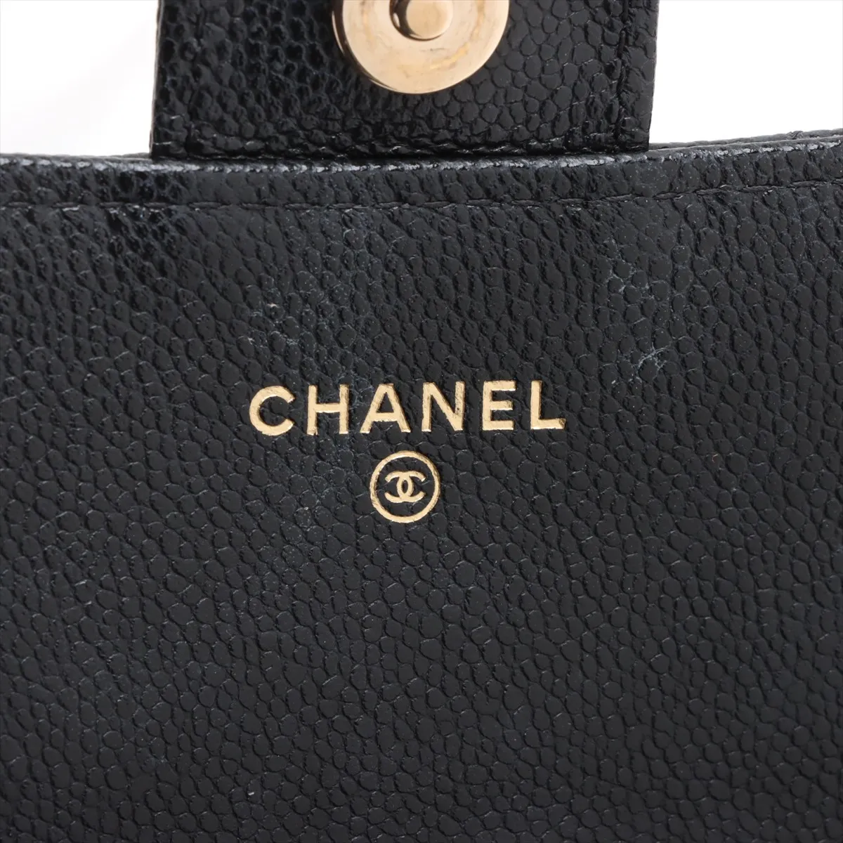 Matelasse Caviar Skin Chain Shoulder Bag Black Gold Hardware KEEPEUG8 Random Serial — view 9