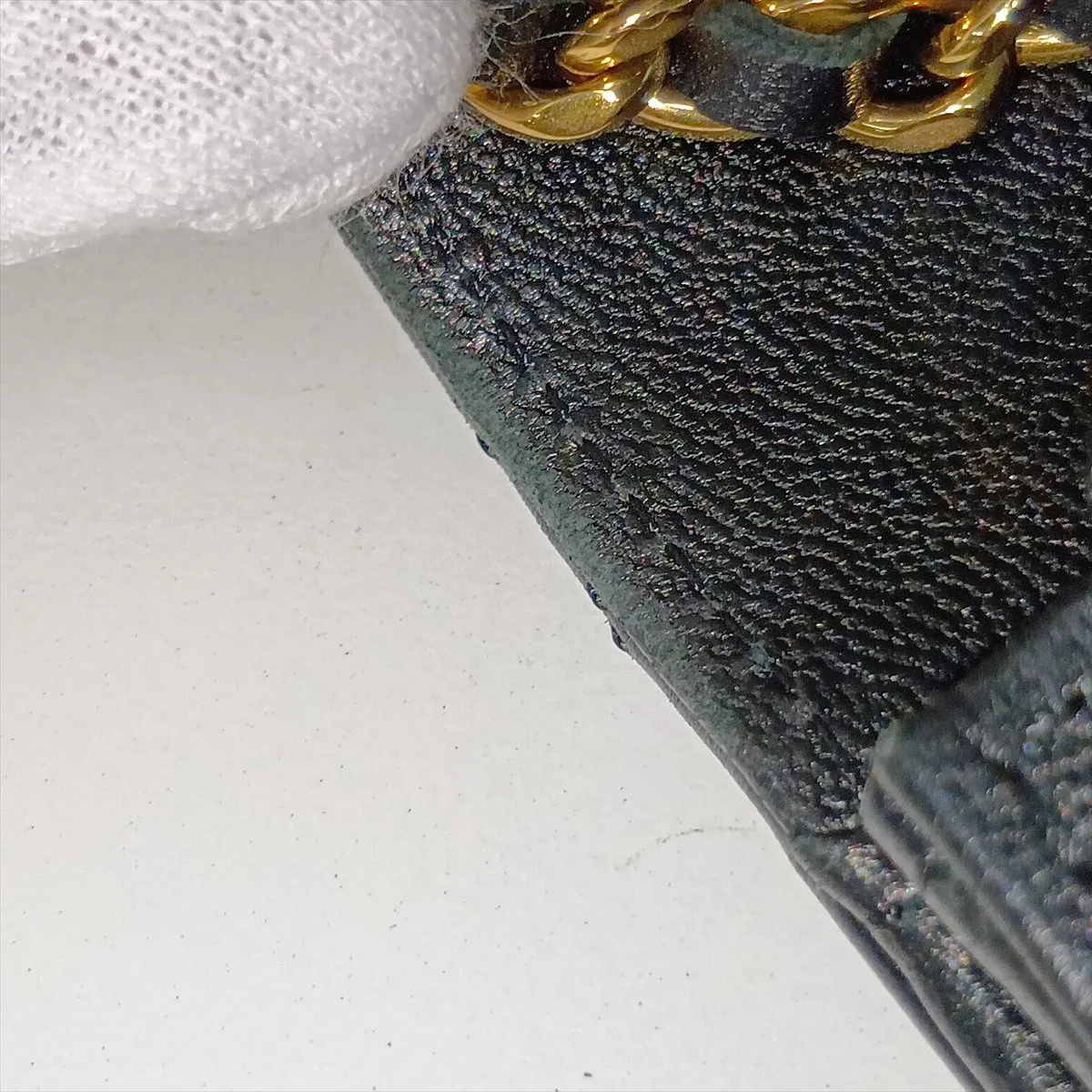 Matelassé Lambskin Chain Wallet, Black with Gold Hardware, H6GCCU38, Random Plate, AP0250 — view 12