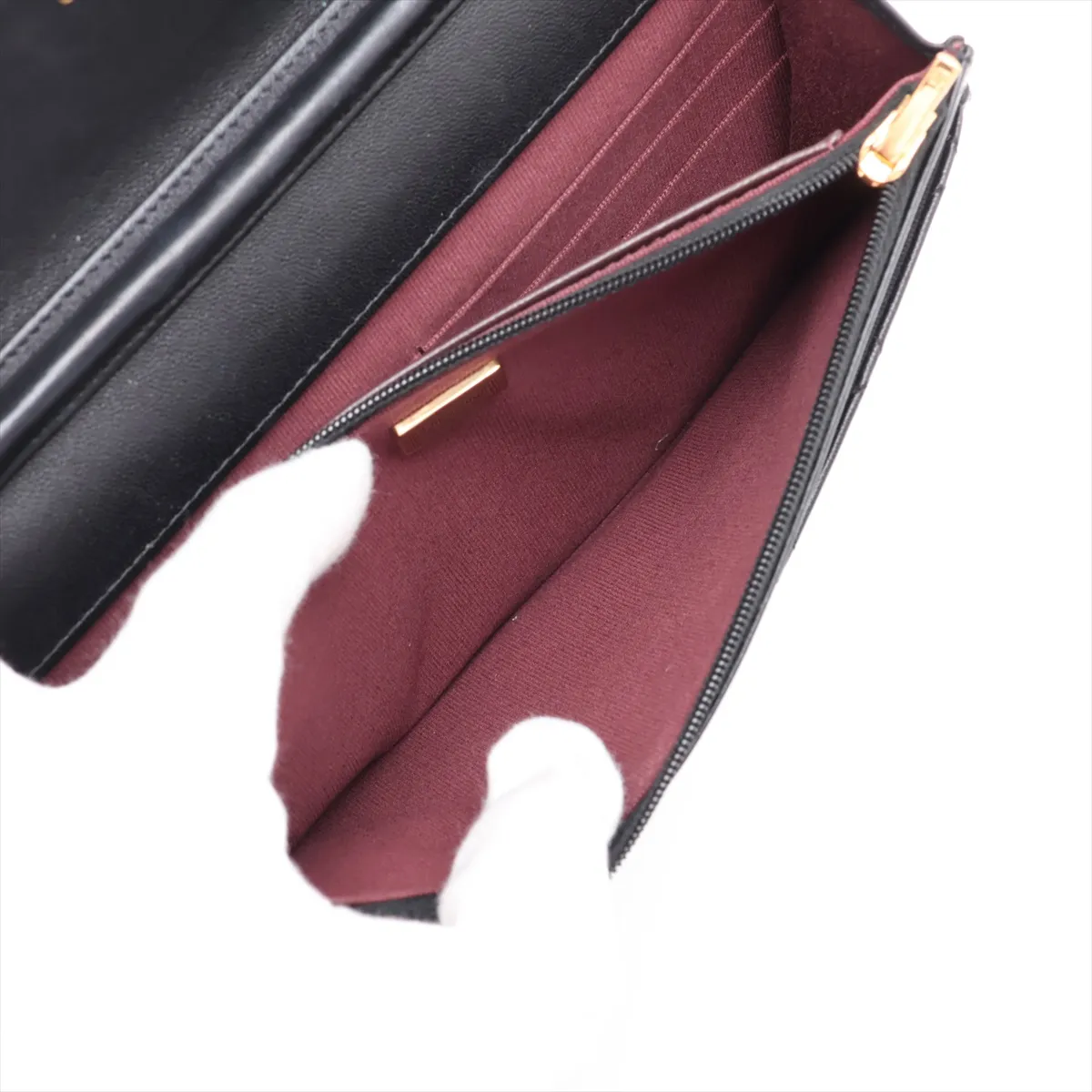Matelassé Lambskin Chain Wallet, Black with Gold Hardware, H6GCCU38, Random Plate, AP0250 — view 8