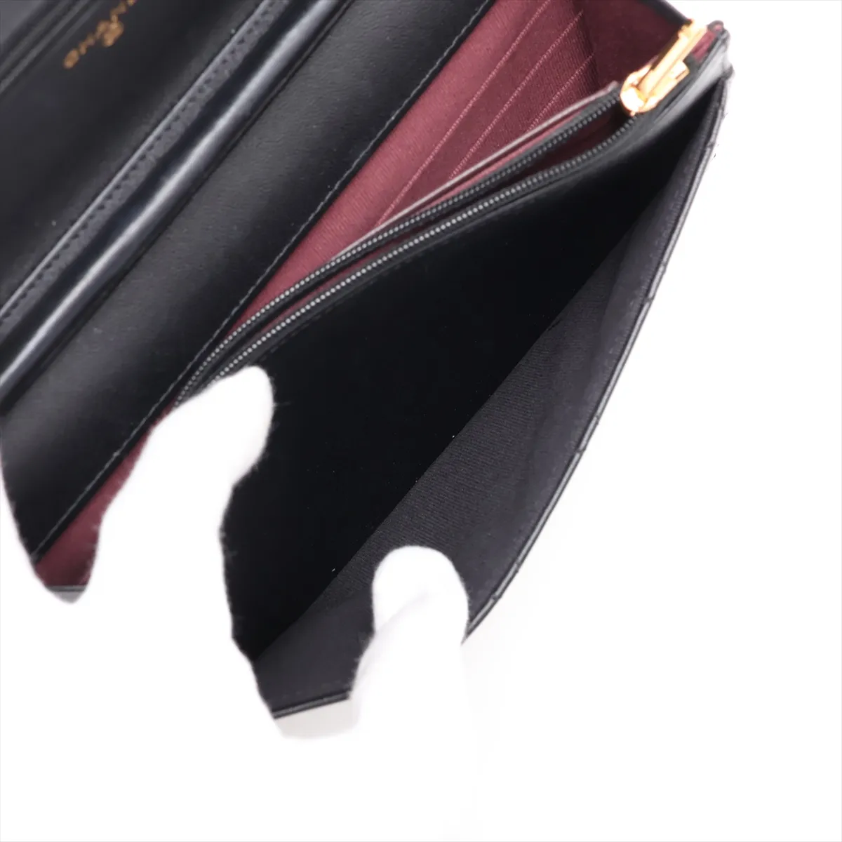Matelassé Lambskin Chain Wallet, Black with Gold Hardware, H6GCCU38, Random Plate, AP0250 — view 9