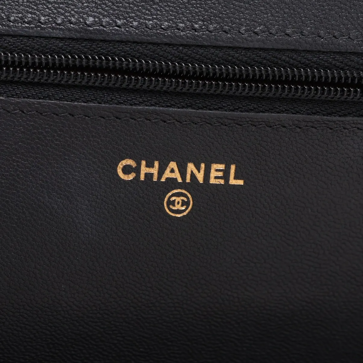 Matelassé Lambskin Chain Wallet, Black with Gold Hardware, H6GCCU38, Random Plate, AP0250 — view 10