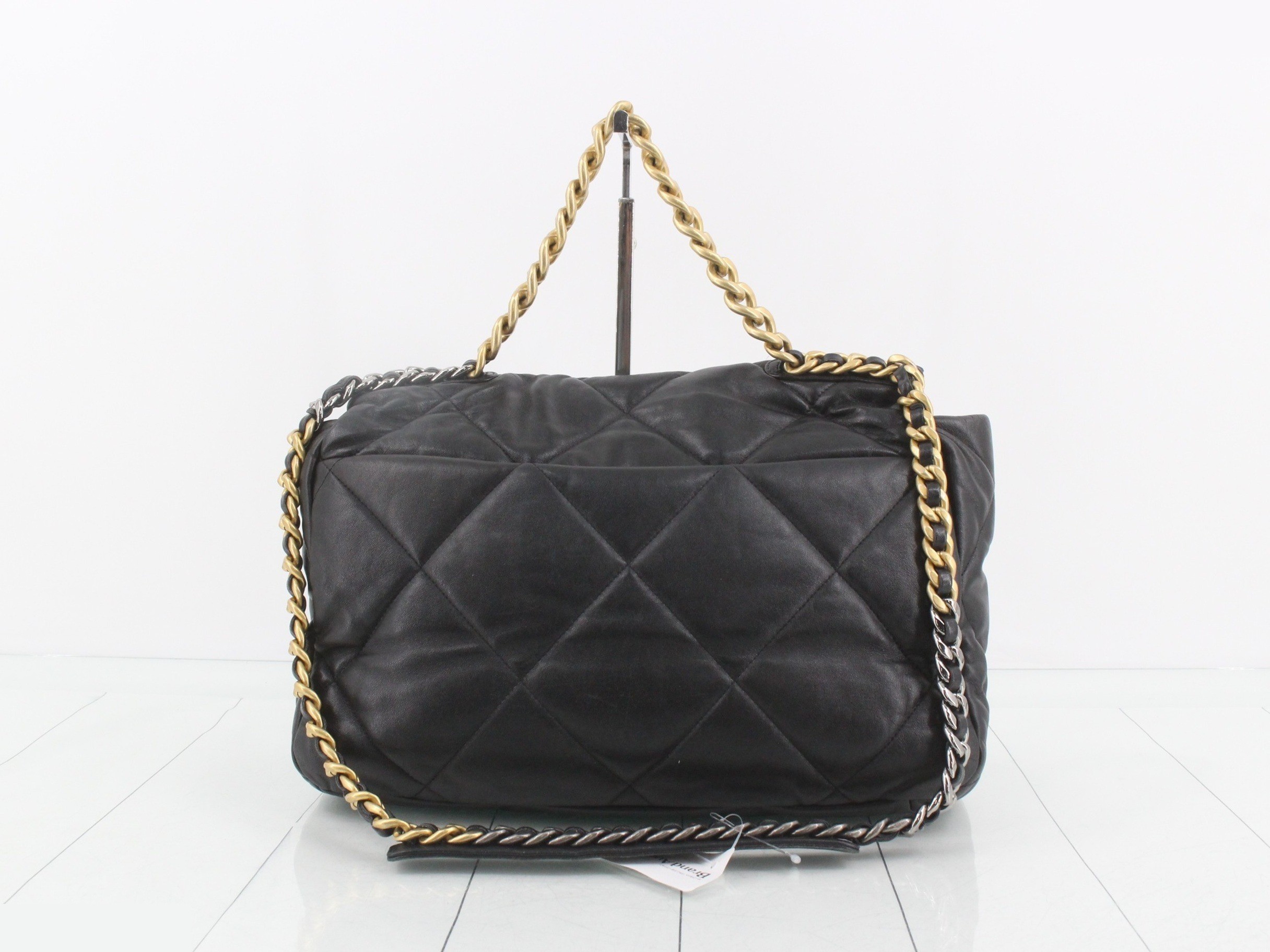 Maxi Chain Shoulder Bag with Plate — view 2