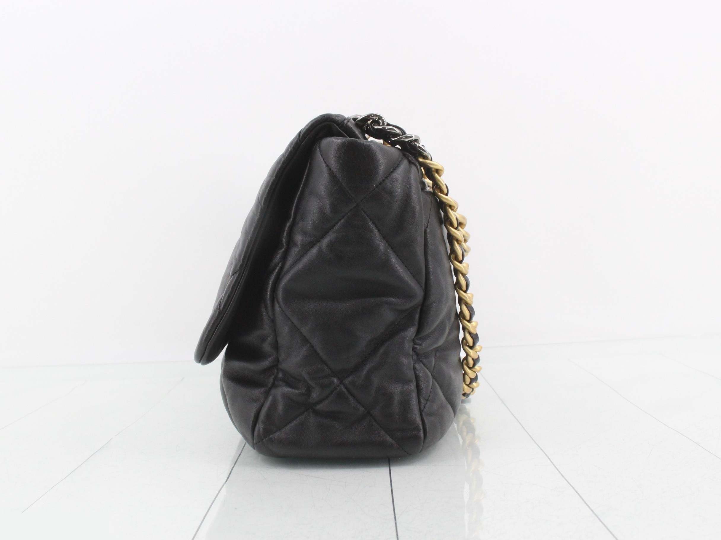 Maxi Chain Shoulder Bag with Plate — view 3