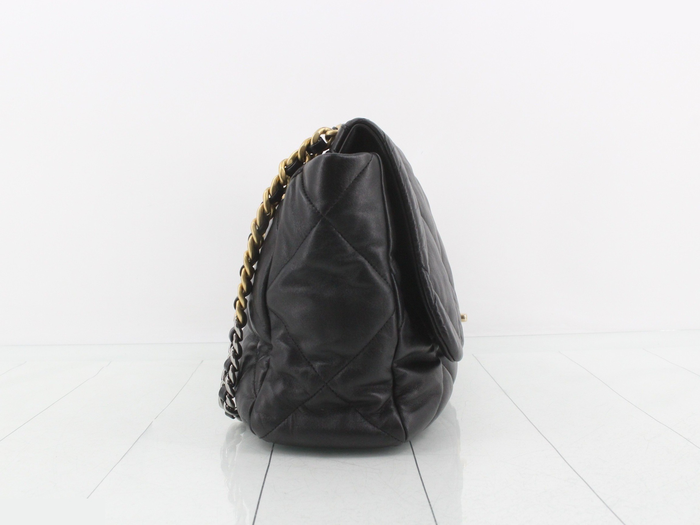 Maxi Chain Shoulder Bag with Plate — view 4