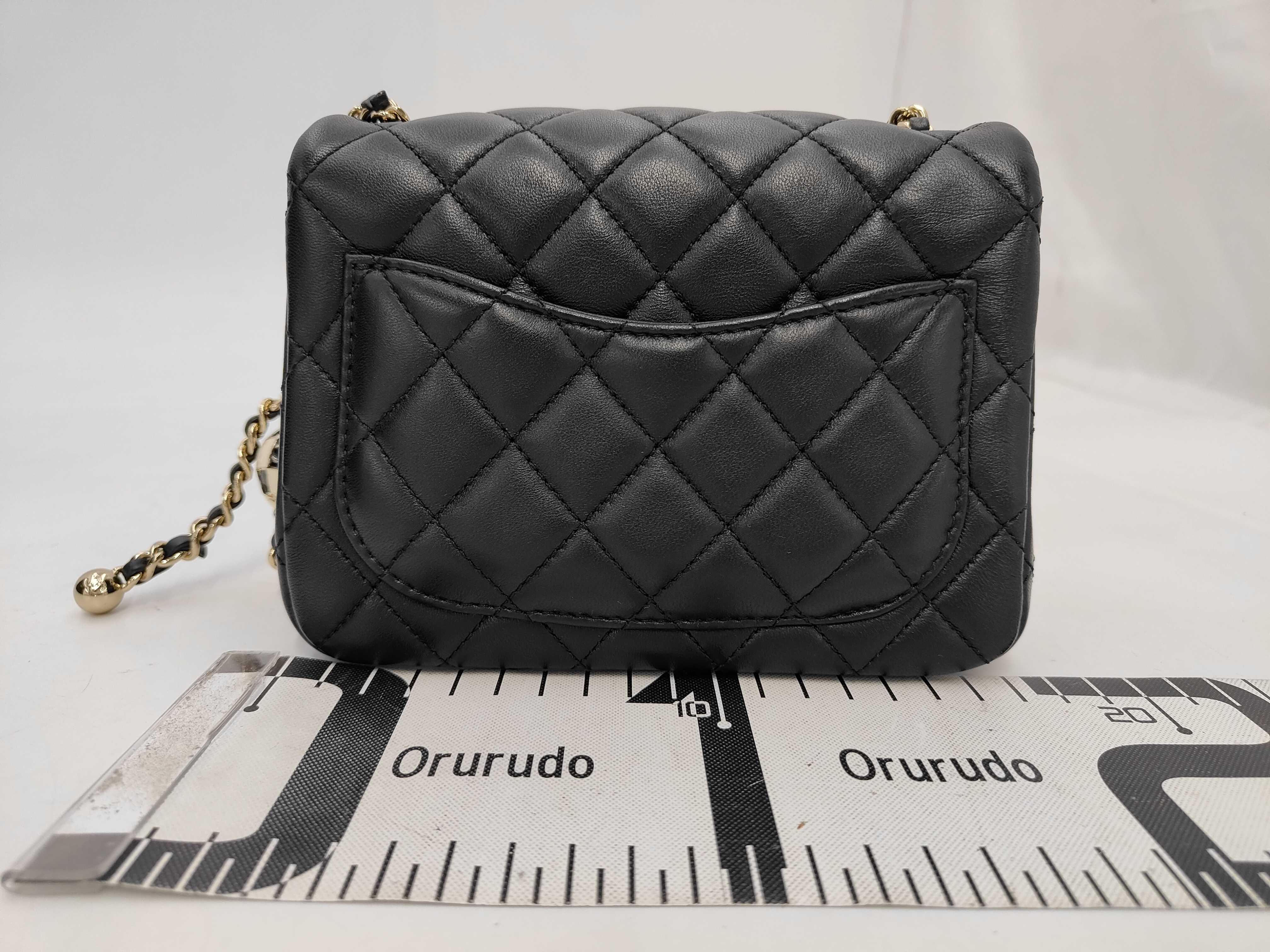Mini Matelasse AS1786 Coco Ball Chain Lambskin Black Gold Hardware Random Braid Shoulder Bag — view 2