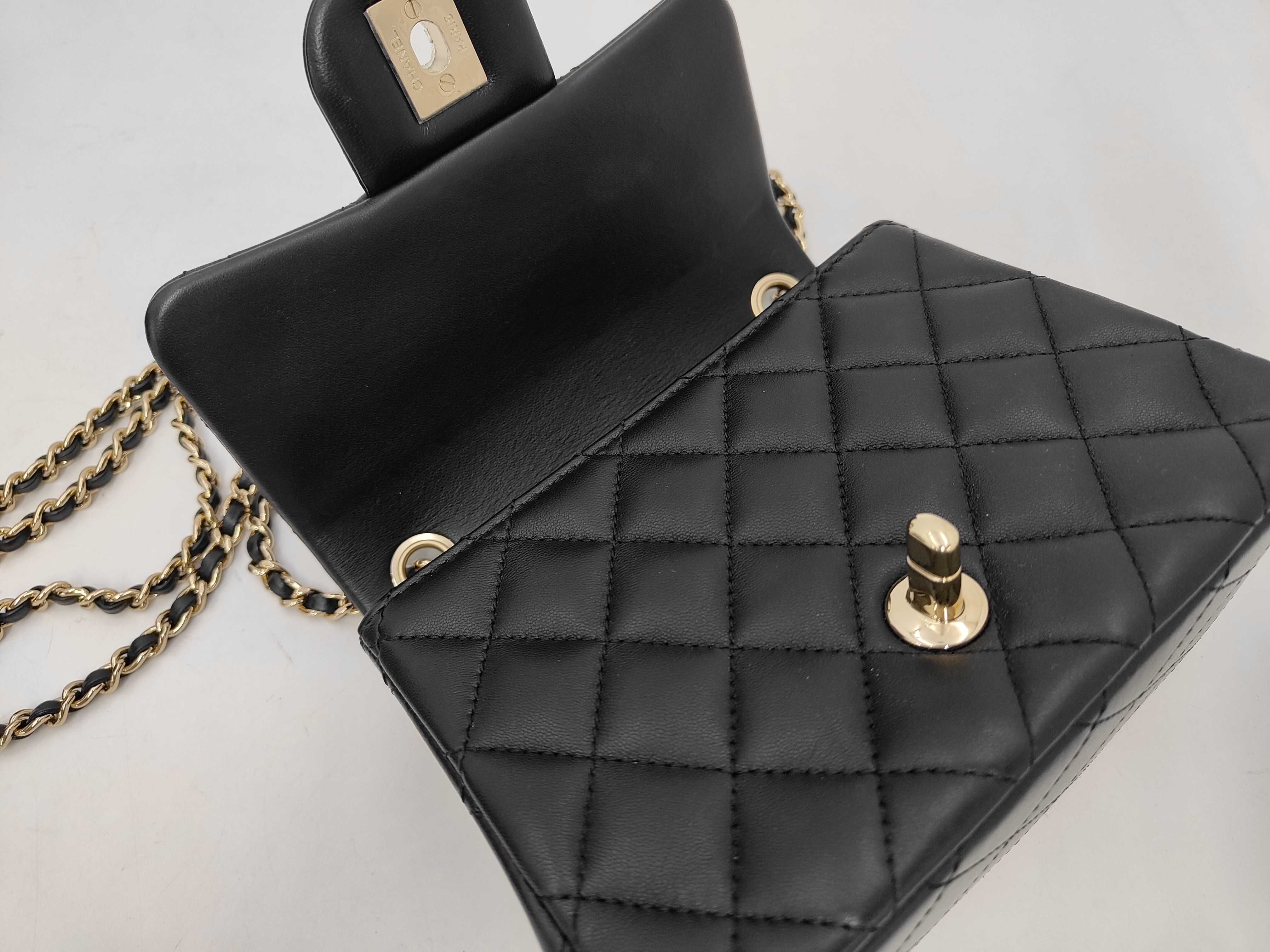 Mini Matelasse AS1786 Coco Ball Chain Lambskin Black Gold Hardware Random Braid Shoulder Bag — view 7