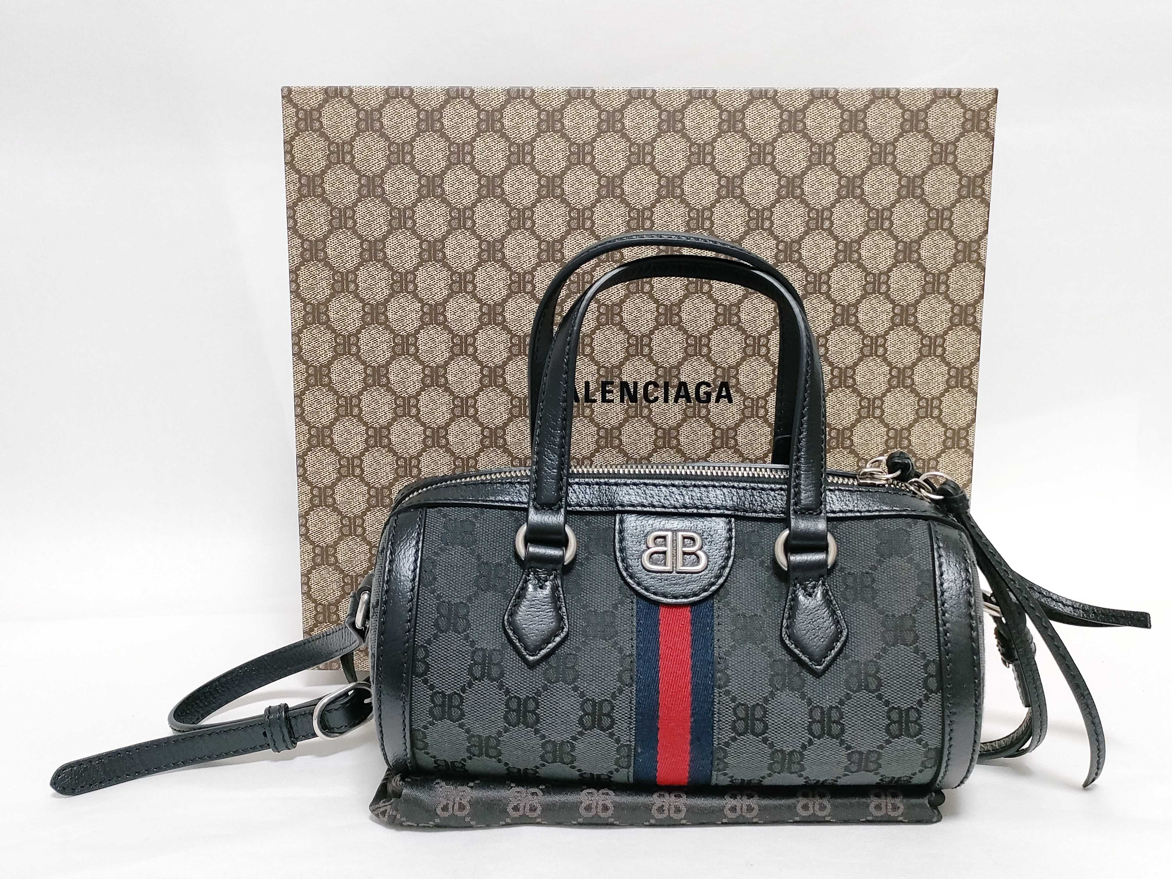× GUCCI The Hacker Project 680123 BB Monogram Mini Boston Bag Black Handbag