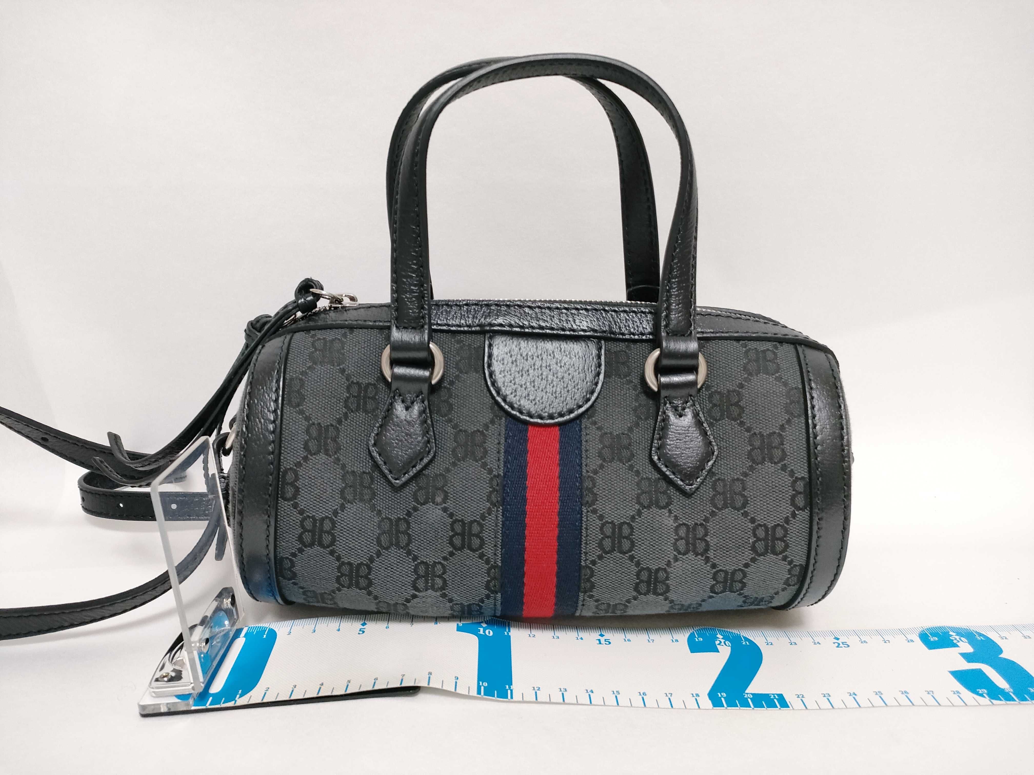 × GUCCI The Hacker Project 680123 BB Monogram Mini Boston Bag Black Handbag — view 2