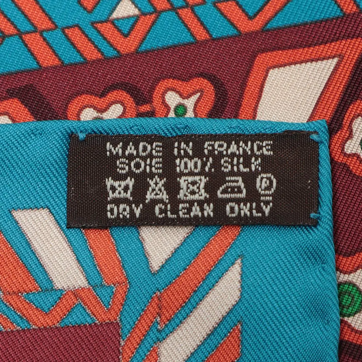 Carre 90 Zenobie Reine de Palmyre Queen of Palmyra Zenobia Scarf Silk Orange x Blue — view 7