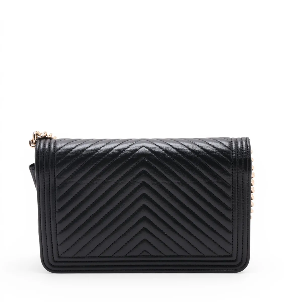 Boy Chanel Lambskin Chain Wallet, Black with Gold Hardware, 27380249, Serial Number 27 — view 2