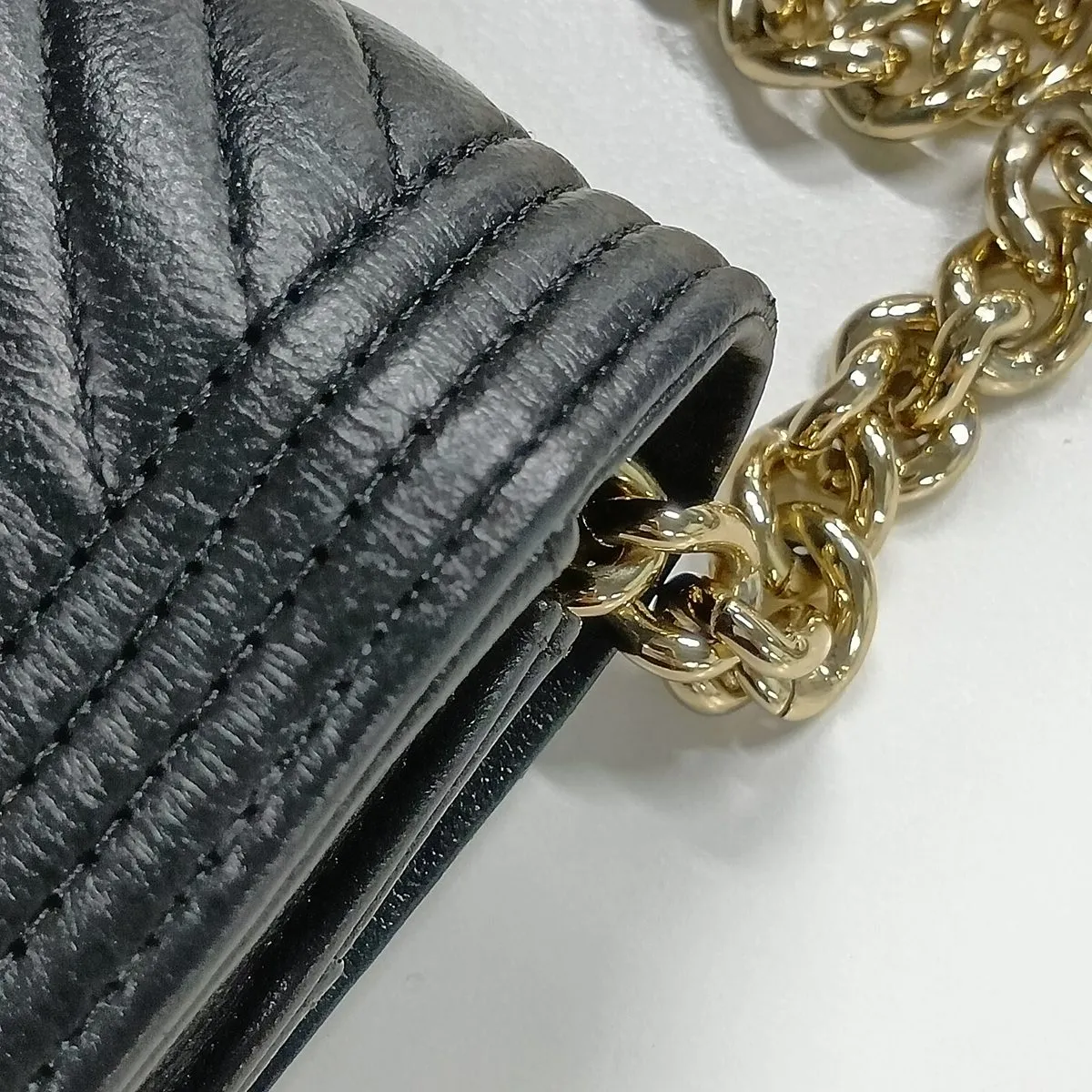 Boy Chanel Lambskin Chain Wallet, Black with Gold Hardware, 27380249, Serial Number 27 — view 12