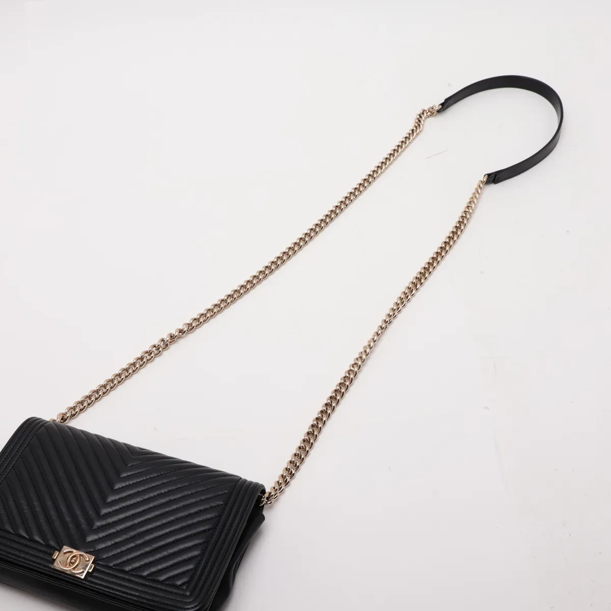 Boy Chanel Lambskin Chain Wallet, Black with Gold Hardware, 27380249, Serial Number 27 — view 5